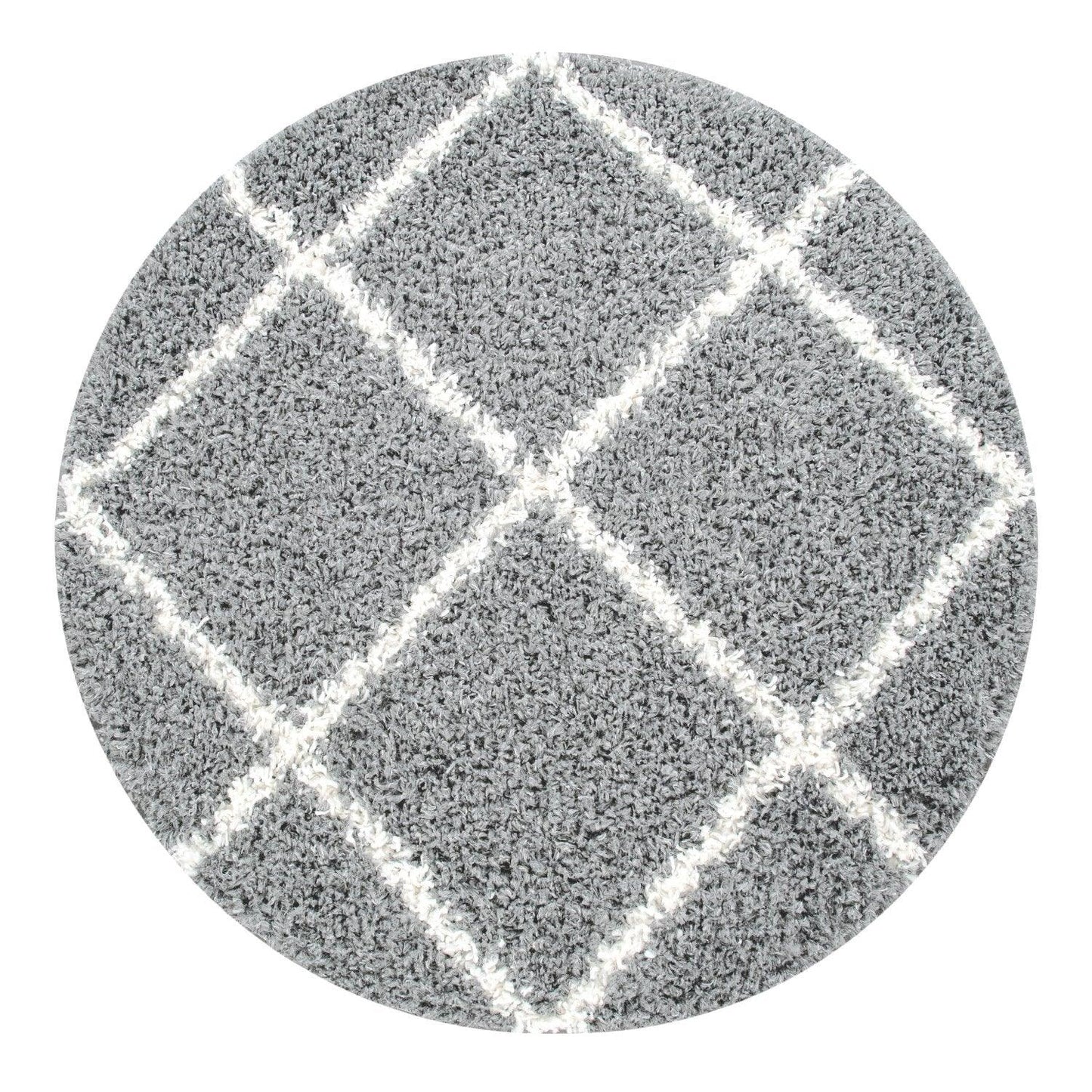 Shag Rug Grey with Diamond Pattern Scandi Design