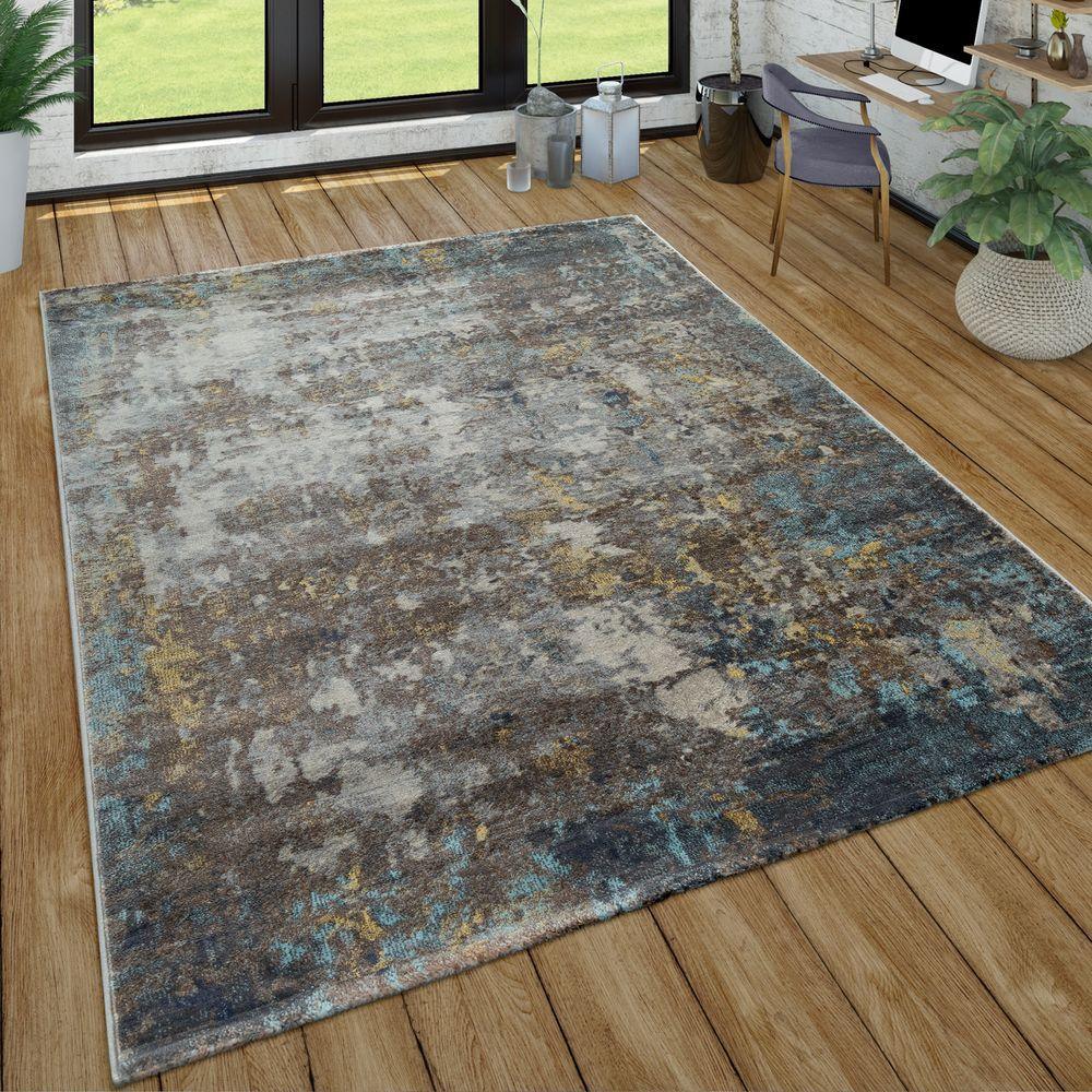 Short-Pile Rug Living Room Oil Painting Used Effect Abstract Modern In Grey