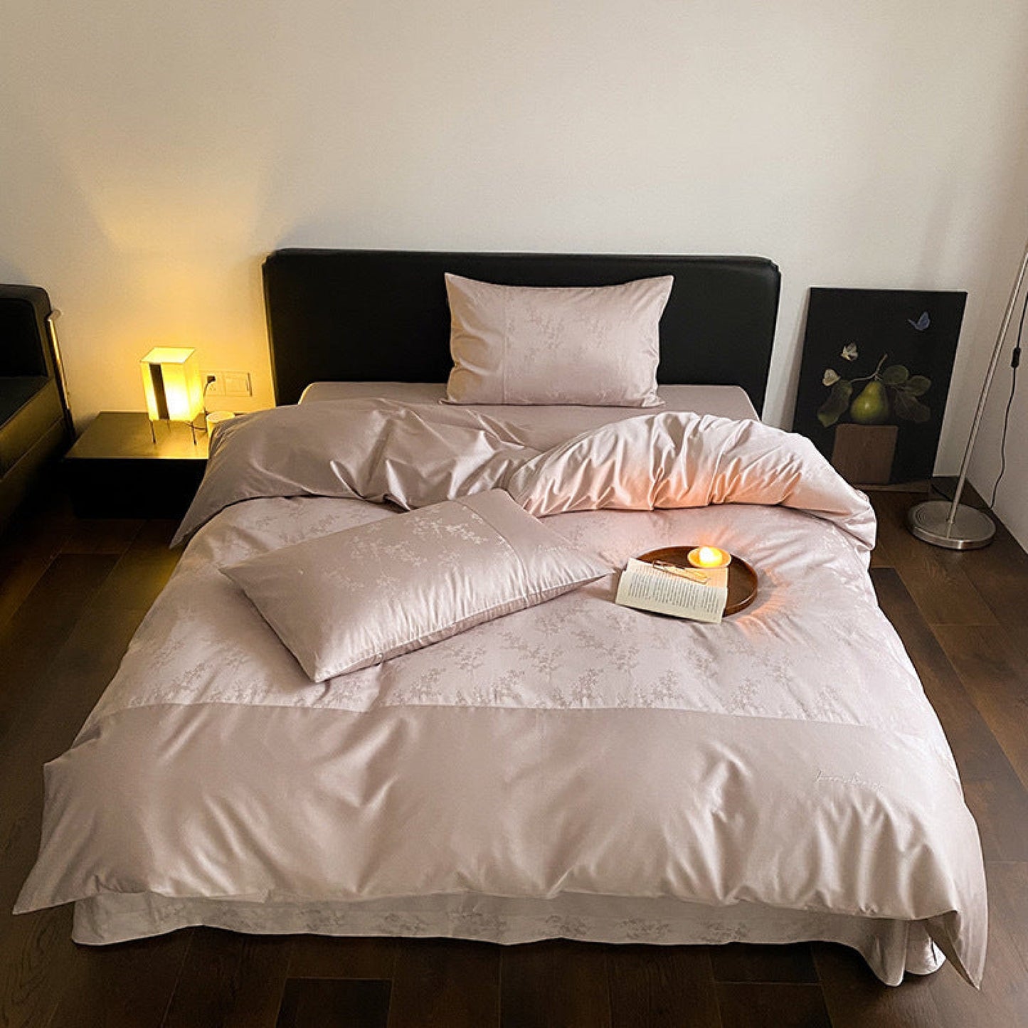 Silky Floral Bedding Set / Snow White