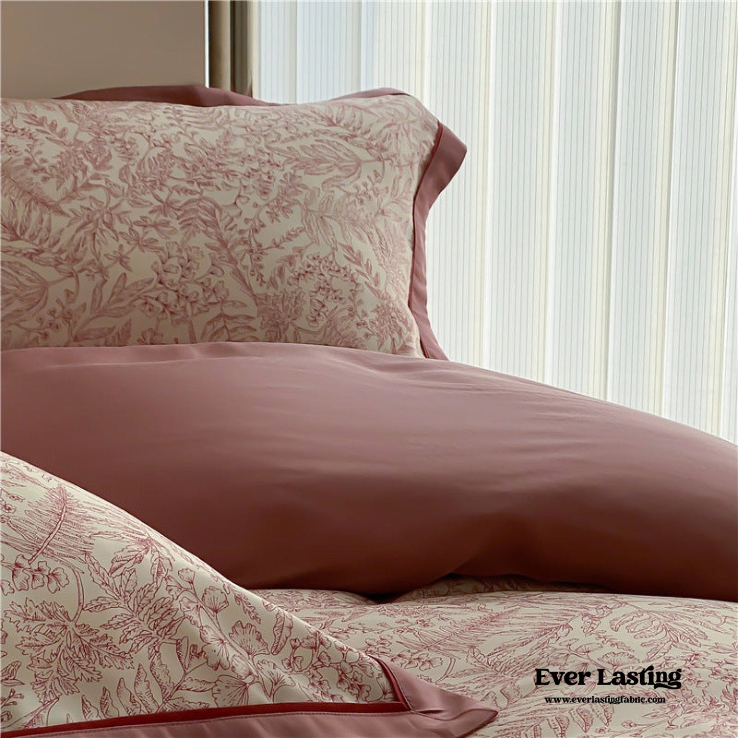 Silky Floral Tencel Bedding Set / Green