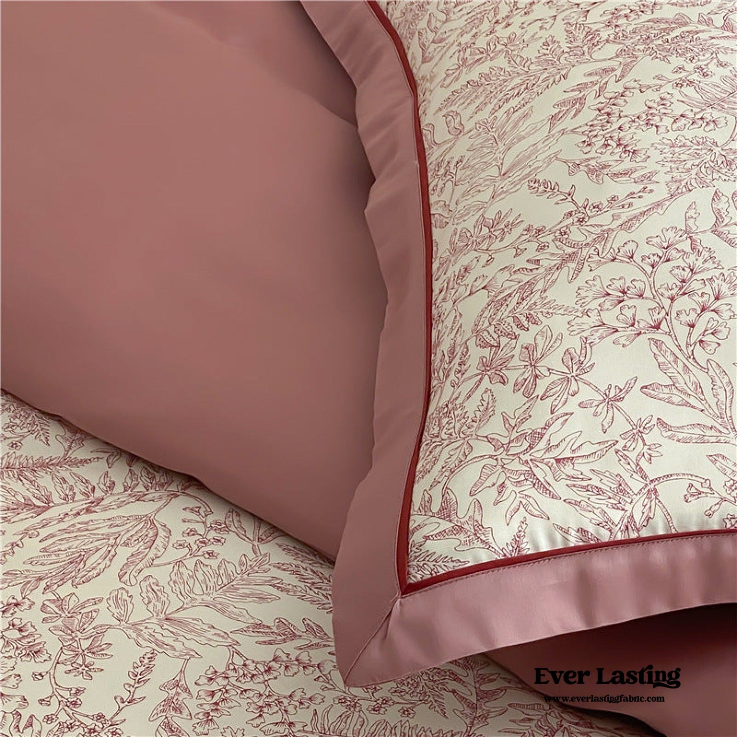 Silky Floral Tencel Bedding Set / Green