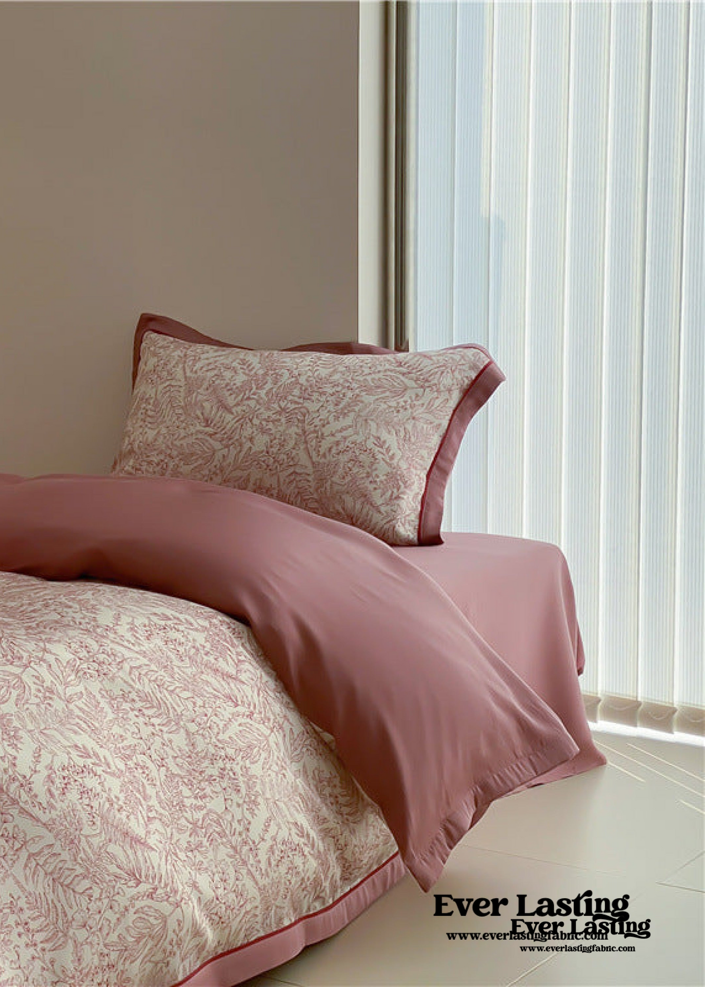 Silky Floral Tencel Bedding Set / Green