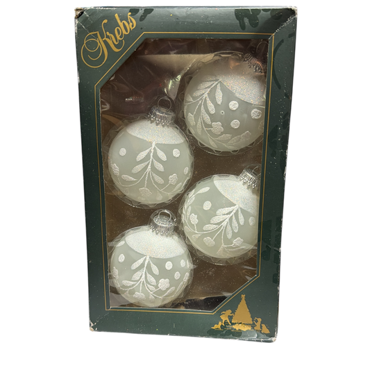 Krebs  Glass Ornament 4 pack - Elegant Frosted White
