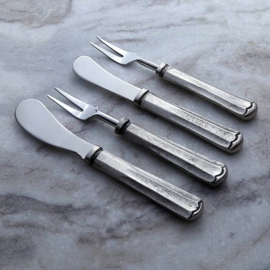 Silver Antique Maharaja Cheese Spreader & Fork 4 Pc. Set