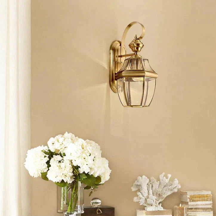 Éva's Country Style Outdoor Copper Wall Lamp - Charming Balcony and Staircase Lighting