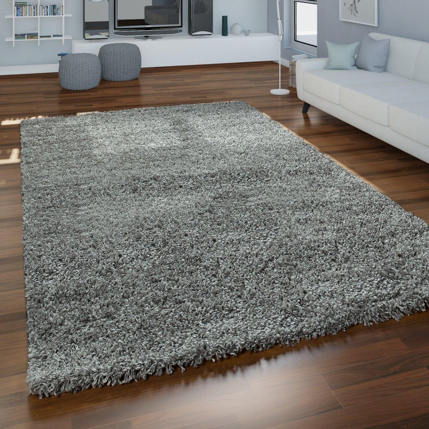 Simple High-Pile Rug Gray Living Room Robust