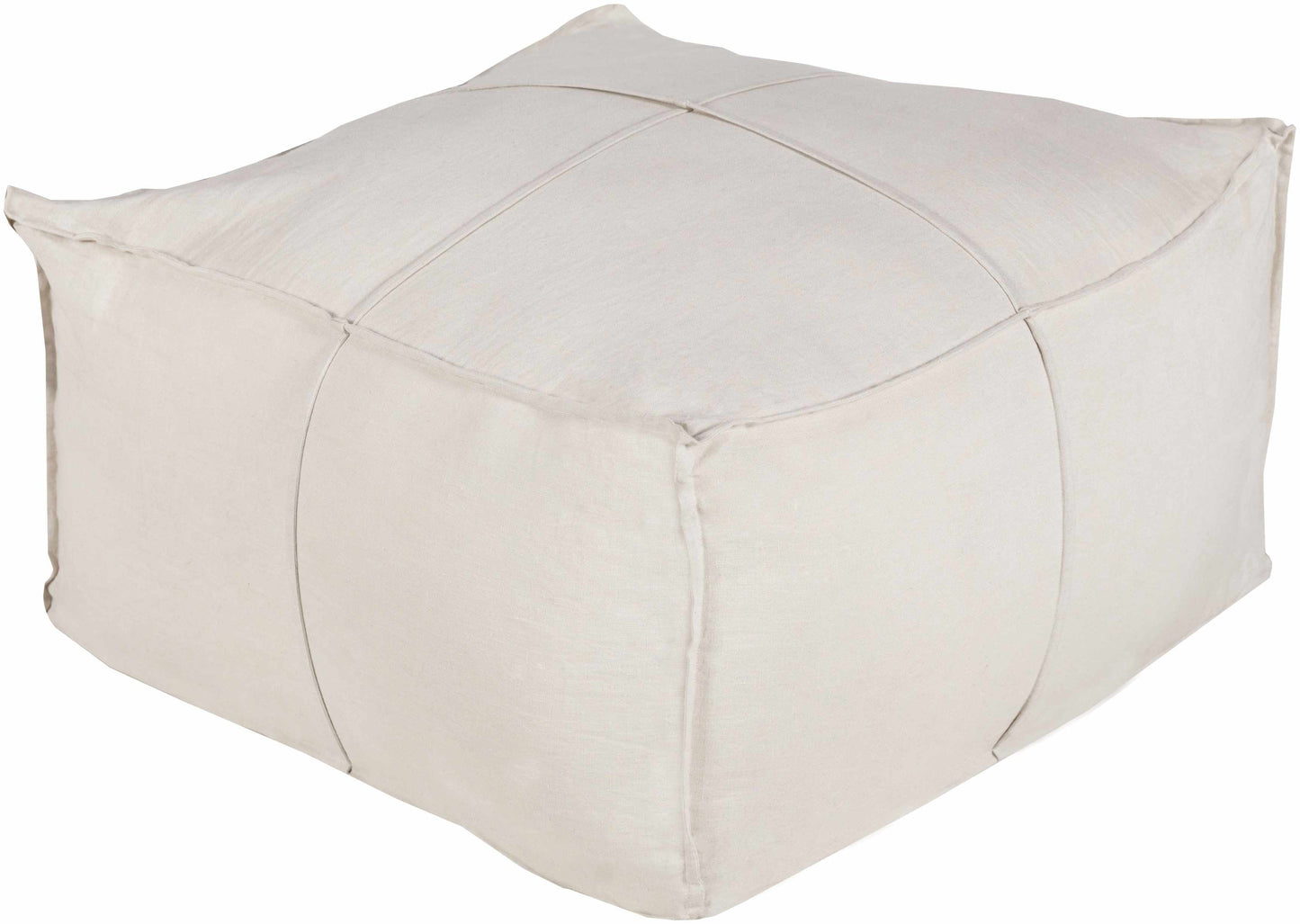 Friendsville Solid & Striped Ivory Pouf