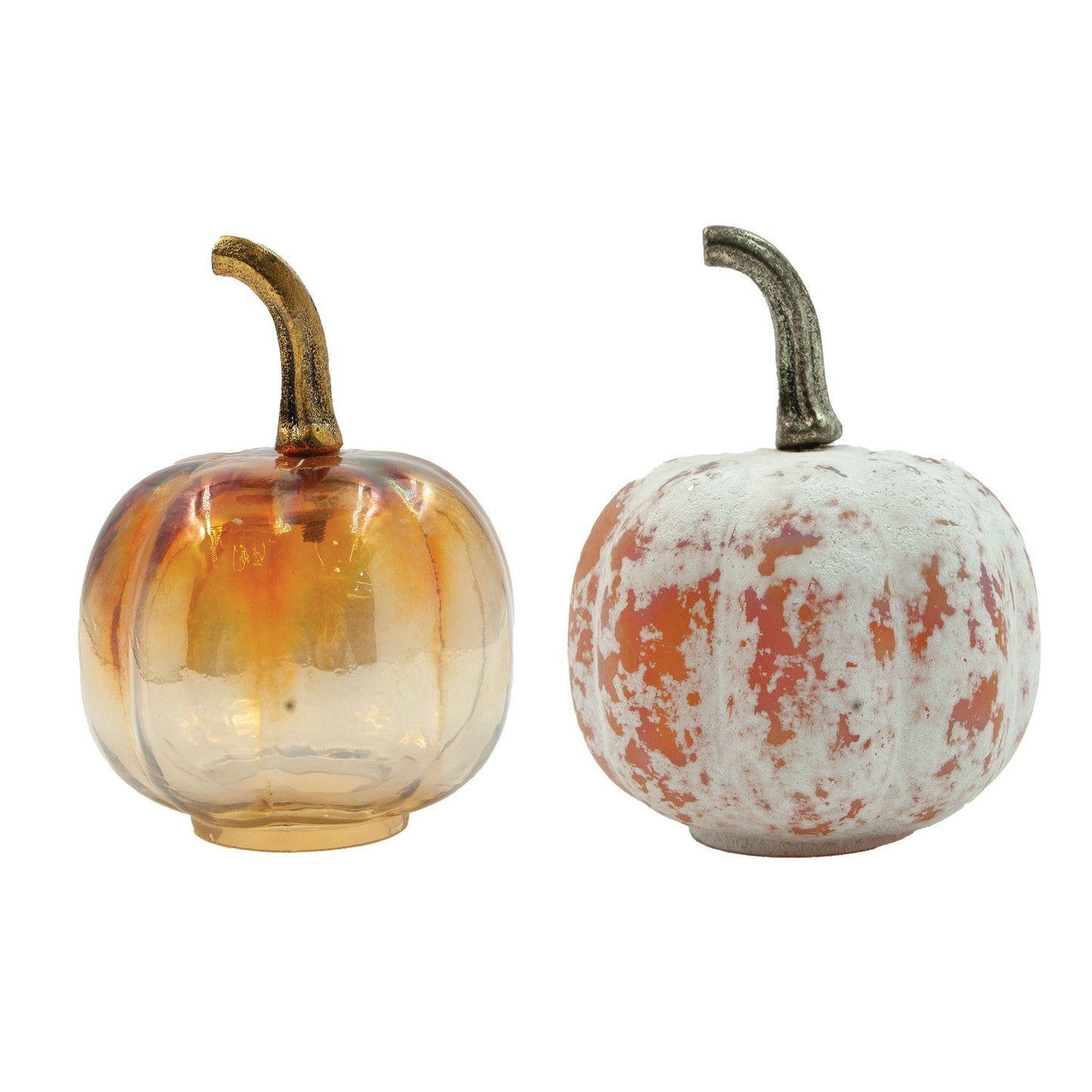Small Glass Pumpkins with Brass Stems | 2 Styles