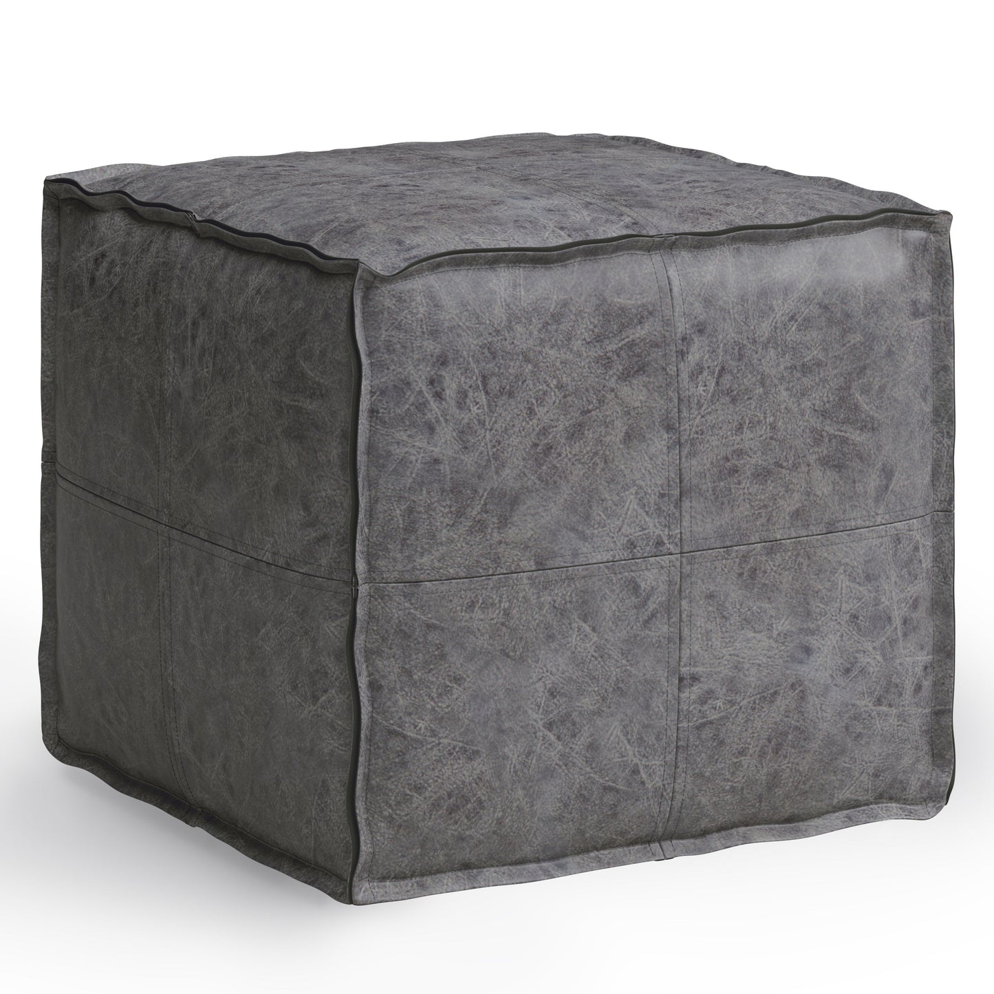Brody Distressed Square Pouf
