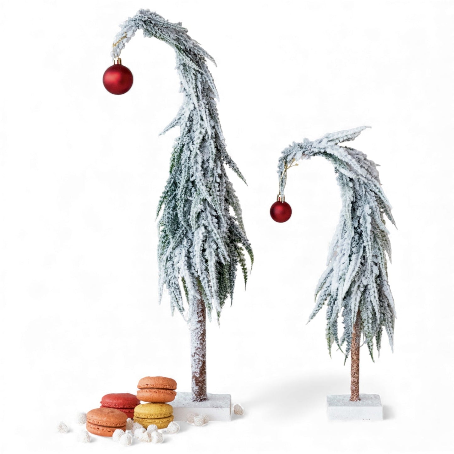 Snow Frosted Faux Evergreen Charlie Brown Tree with Ornament
