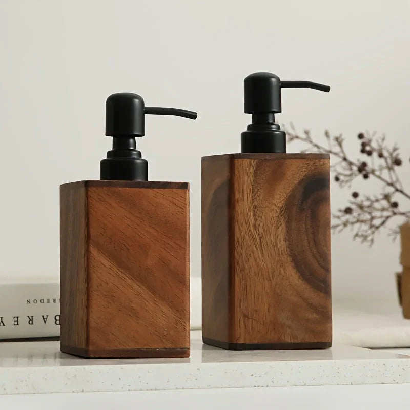 Soap Dispenser - Stainless Steel Wooden 6.76oz