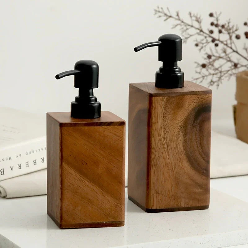 Soap Dispenser - Stainless Steel Wooden 6.76oz
