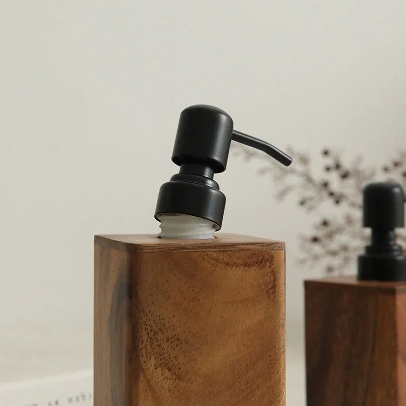 Soap Dispenser - Stainless Steel Wooden 6.76oz