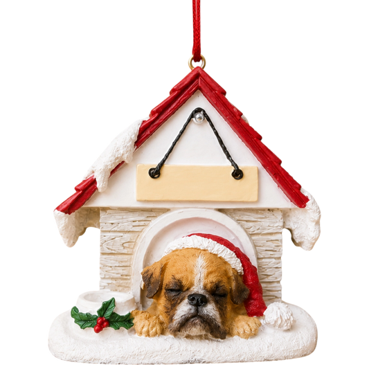 Ceramic Doghouse Ornament - Pug