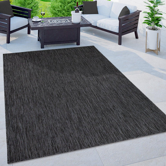 Solid Outdoor Rug for Patio or Balcony weatherproof in Mottled Anthracite