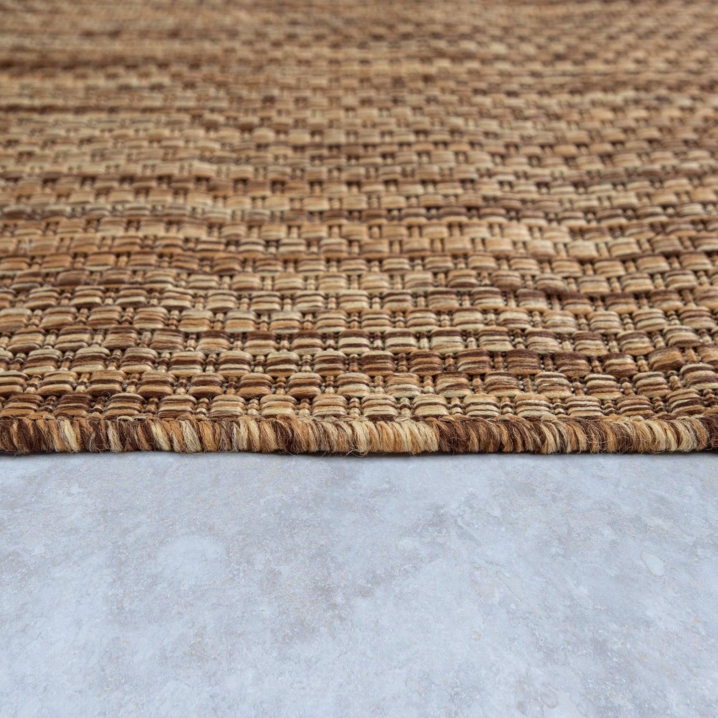 Solid Outdoor Rug for Patio or Balcony weatherproof in Mottled Brown Beige