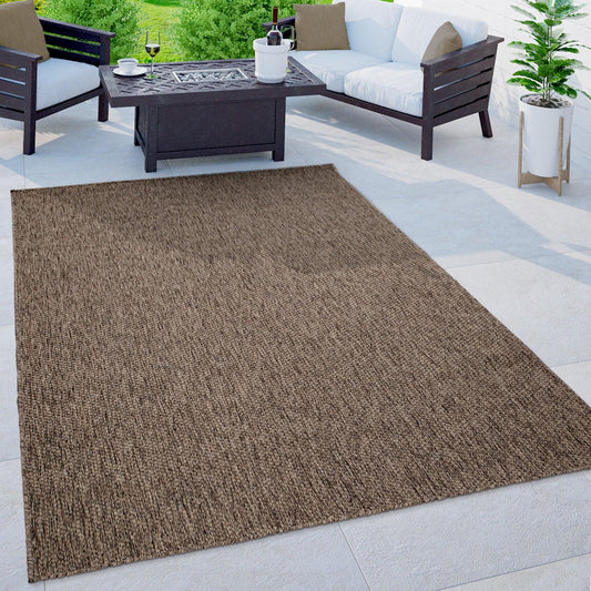 Solid Outdoor Rug for Patio or Balcony weatherproof in Mottled Brown