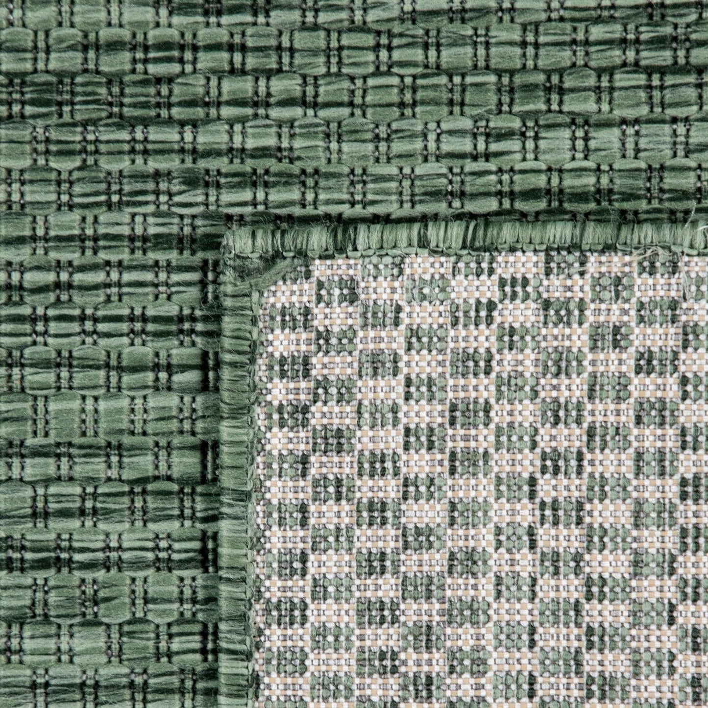 Solid Outdoor Rug for Patio or Balcony weatherproof in Mottled Dark Green