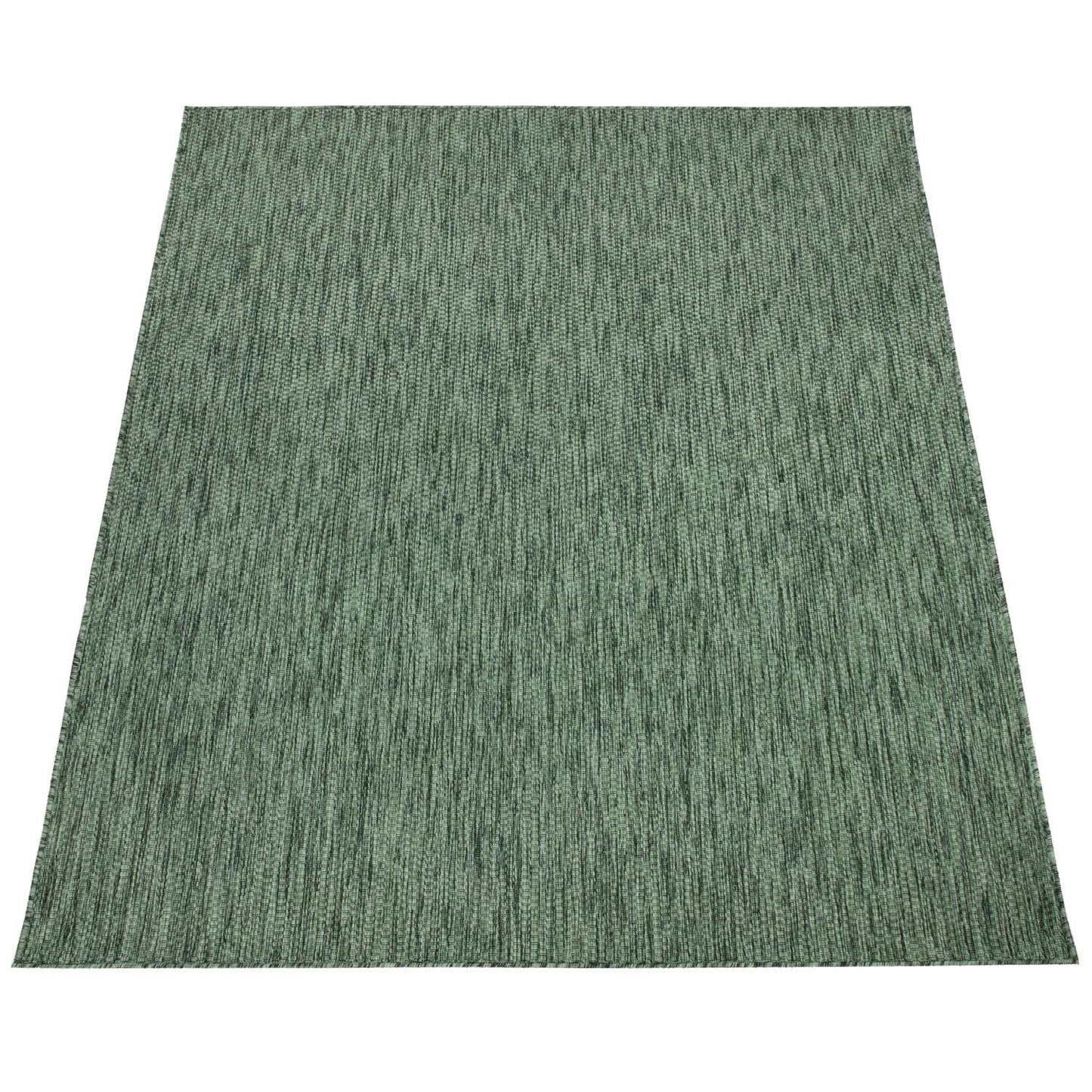 Solid Outdoor Rug for Patio or Balcony weatherproof in Mottled Dark Green