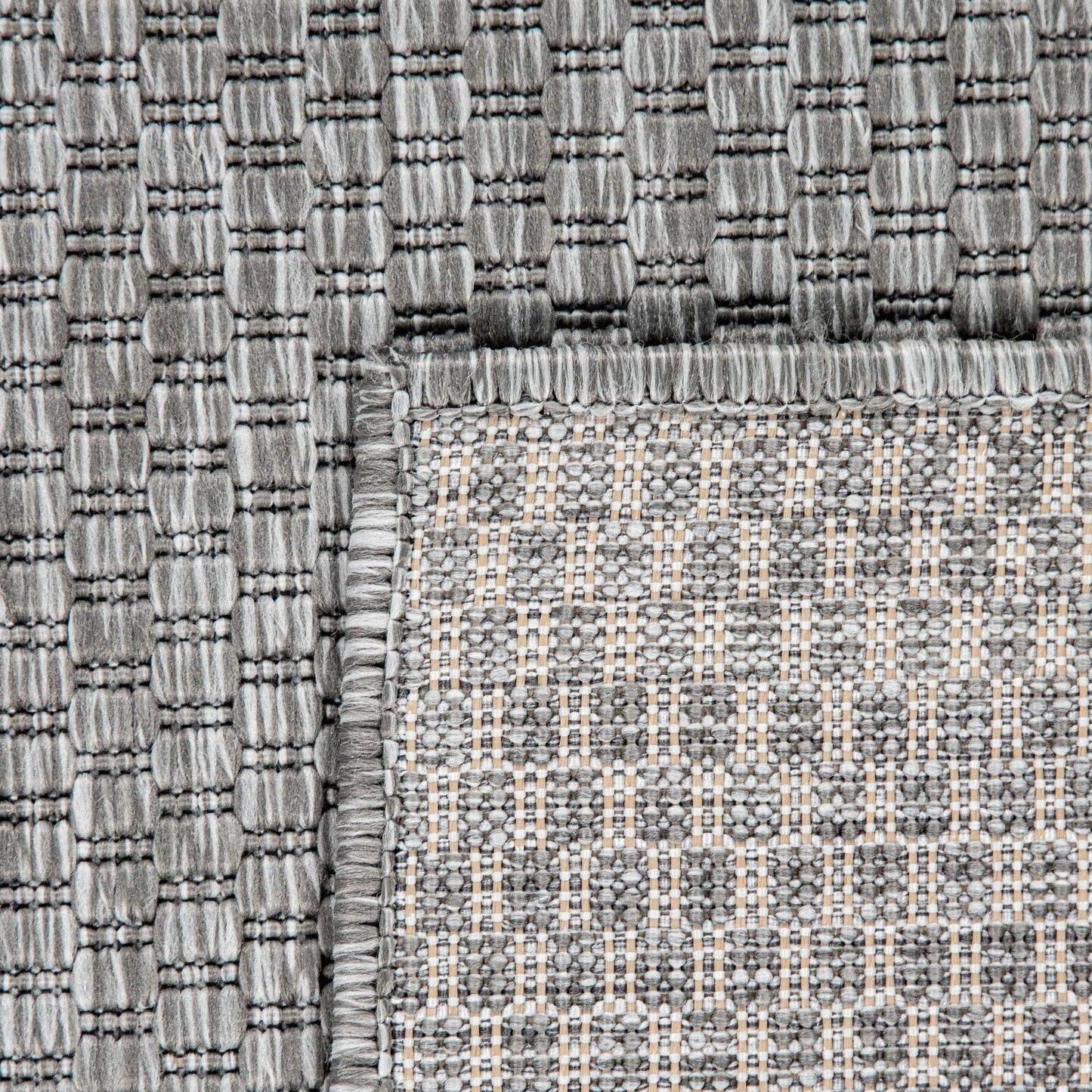 Solid Outdoor Rug for Patio or Balcony weatherproof in Mottled Grey
