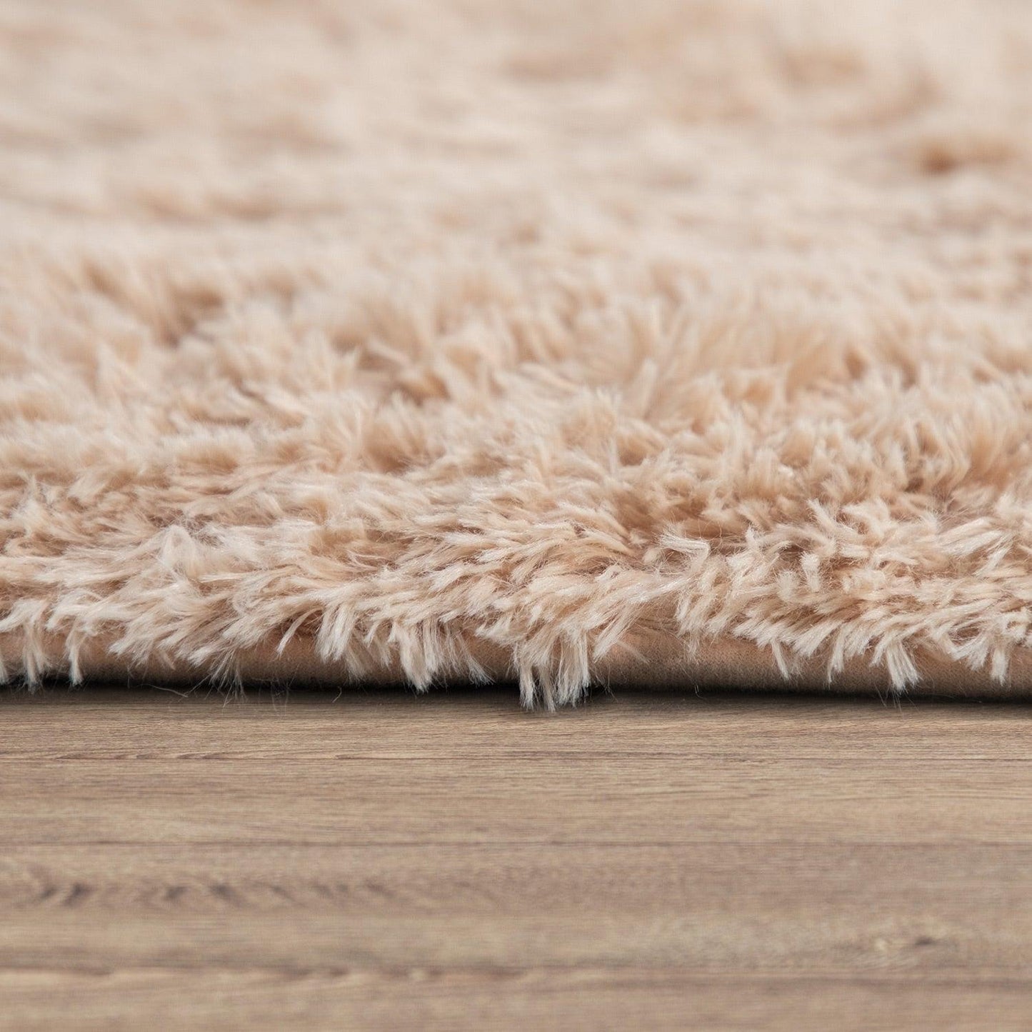 Solid Shag Rug Silky Soft & Fluffy In Beige