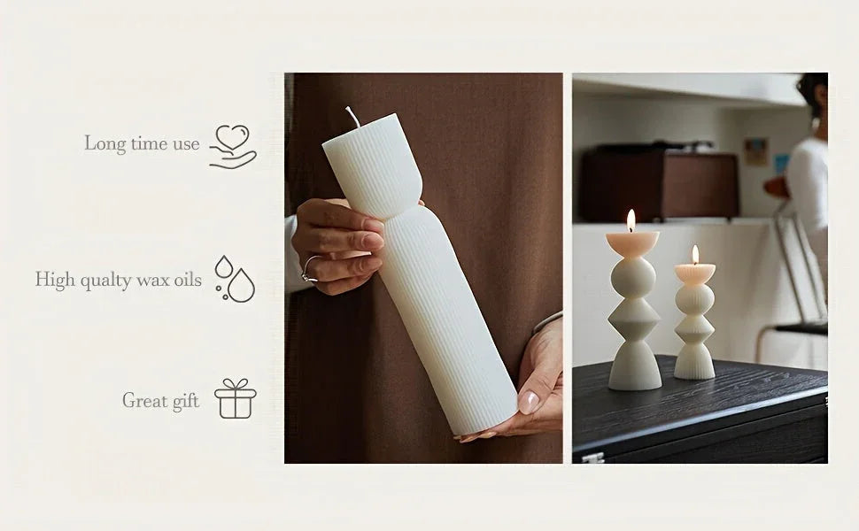 Soy Wax Ribbed Pillar Candles 7-Pack