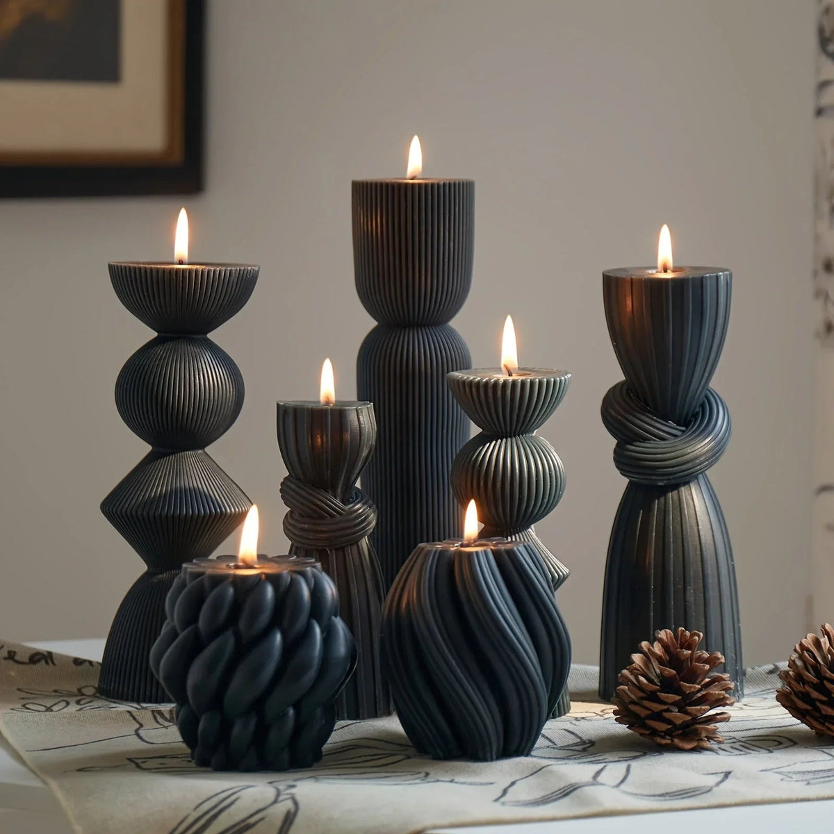 Soy Wax Ribbed Pillar Candles 7-Pack
