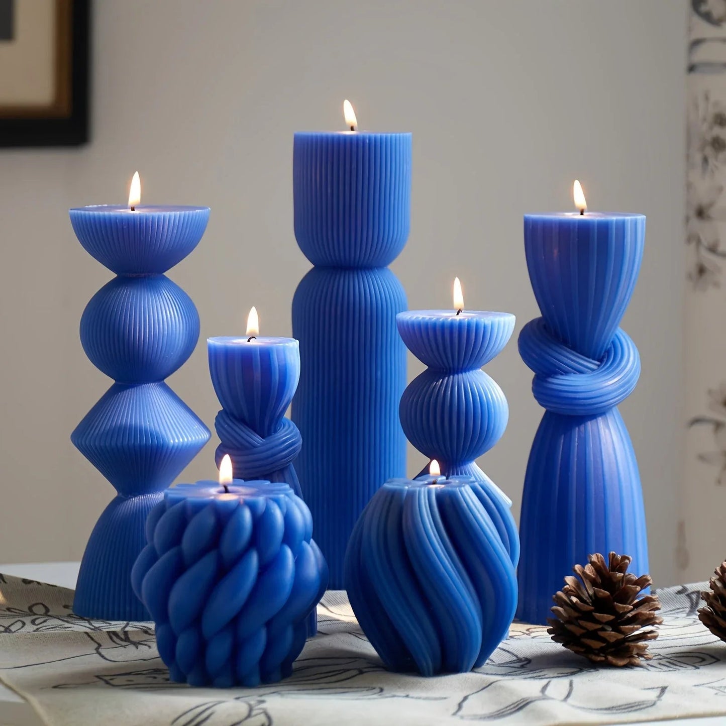 Soy Wax Ribbed Pillar Candles 7-Pack
