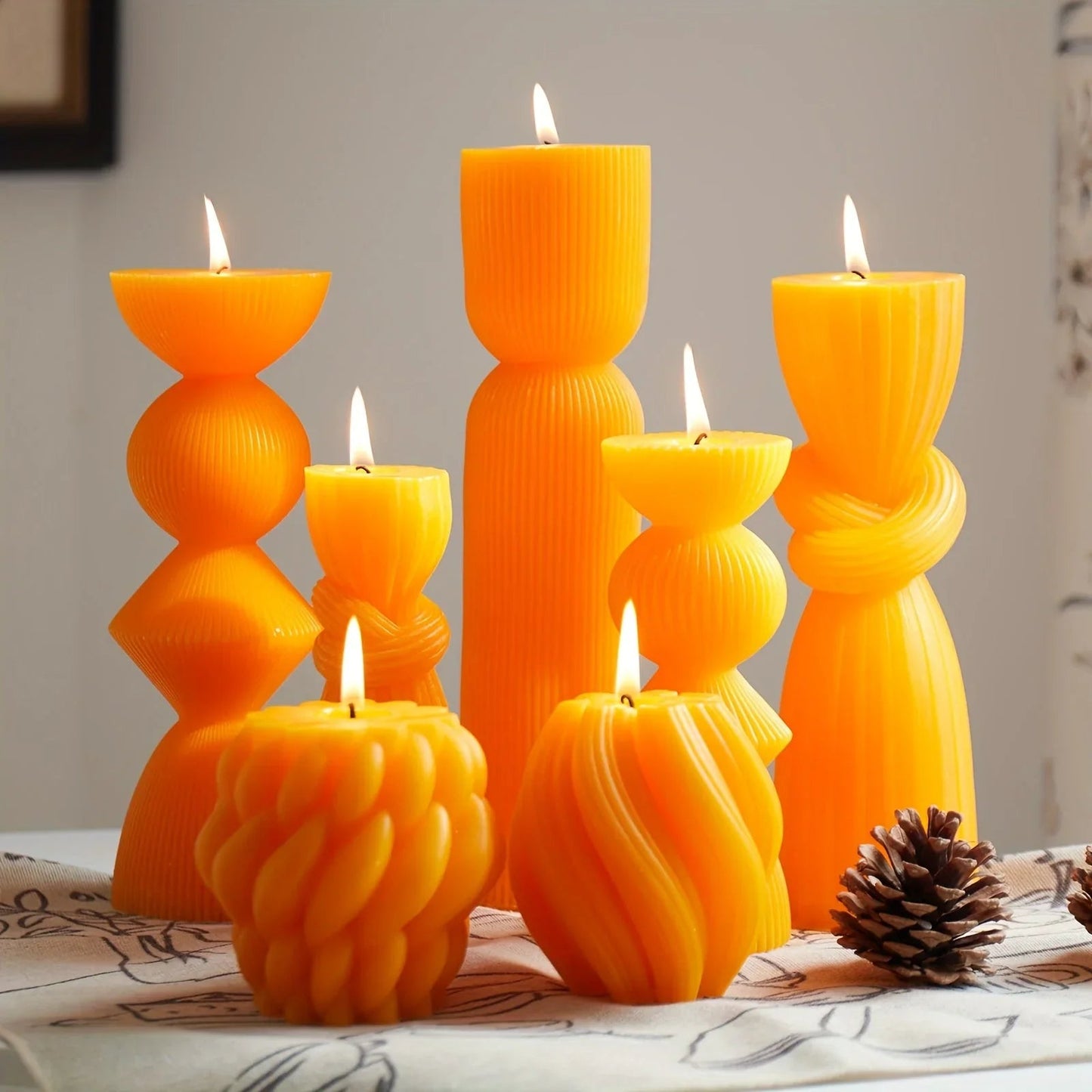 Soy Wax Ribbed Pillar Candles 7-Pack