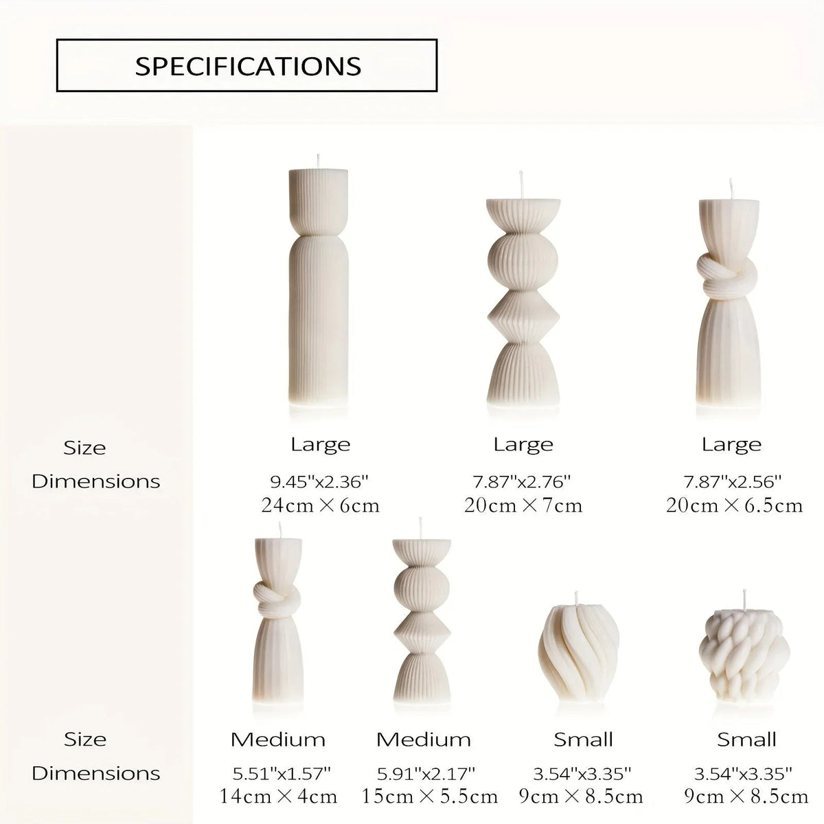 Soy Wax Ribbed Pillar Candles 7-Pack