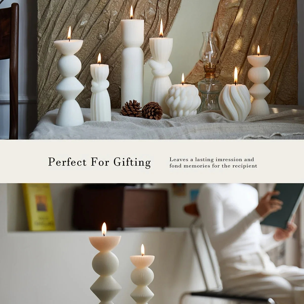 Soy Wax Ribbed Pillar Candles 7-Pack