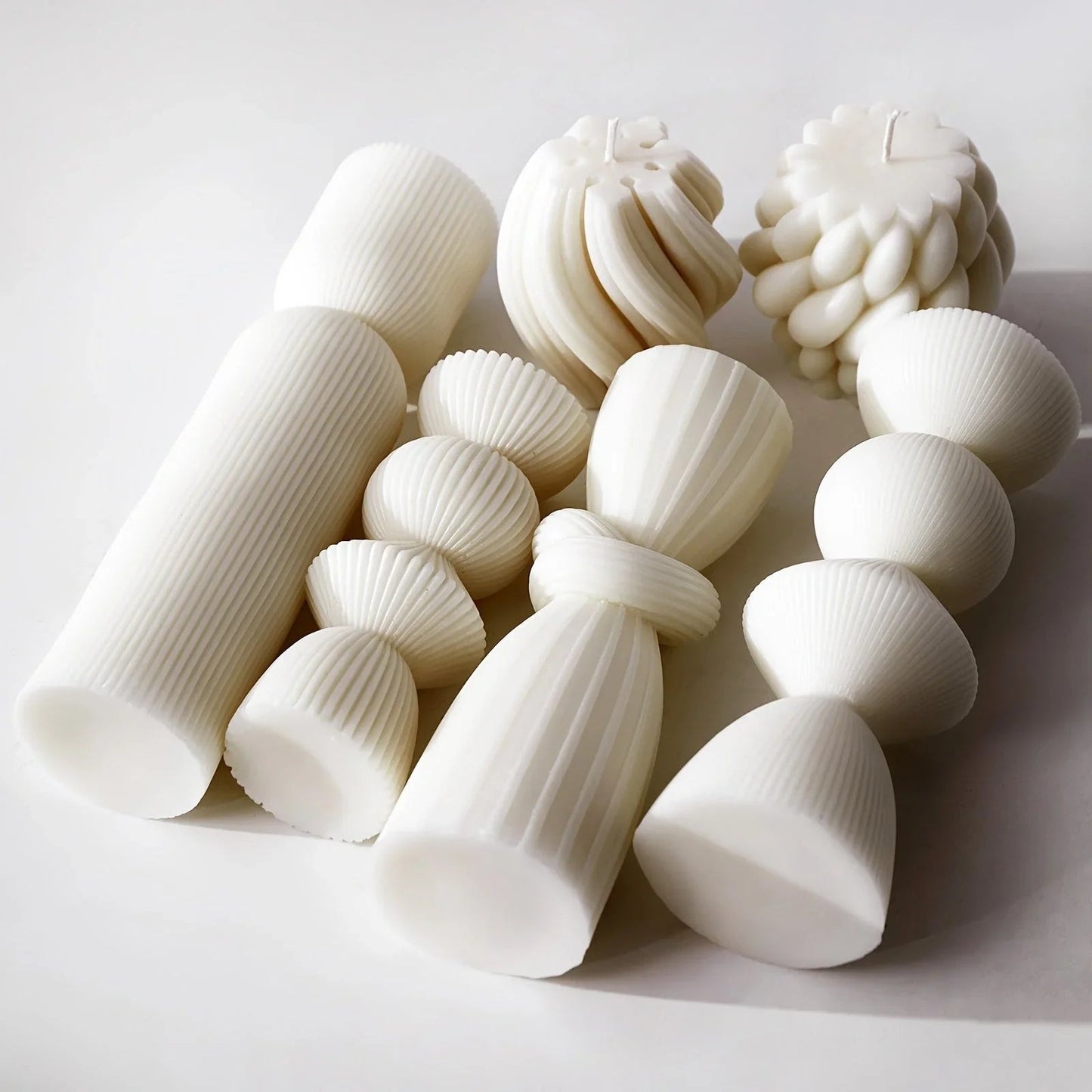 Soy Wax Ribbed Pillar Candles 7-Pack