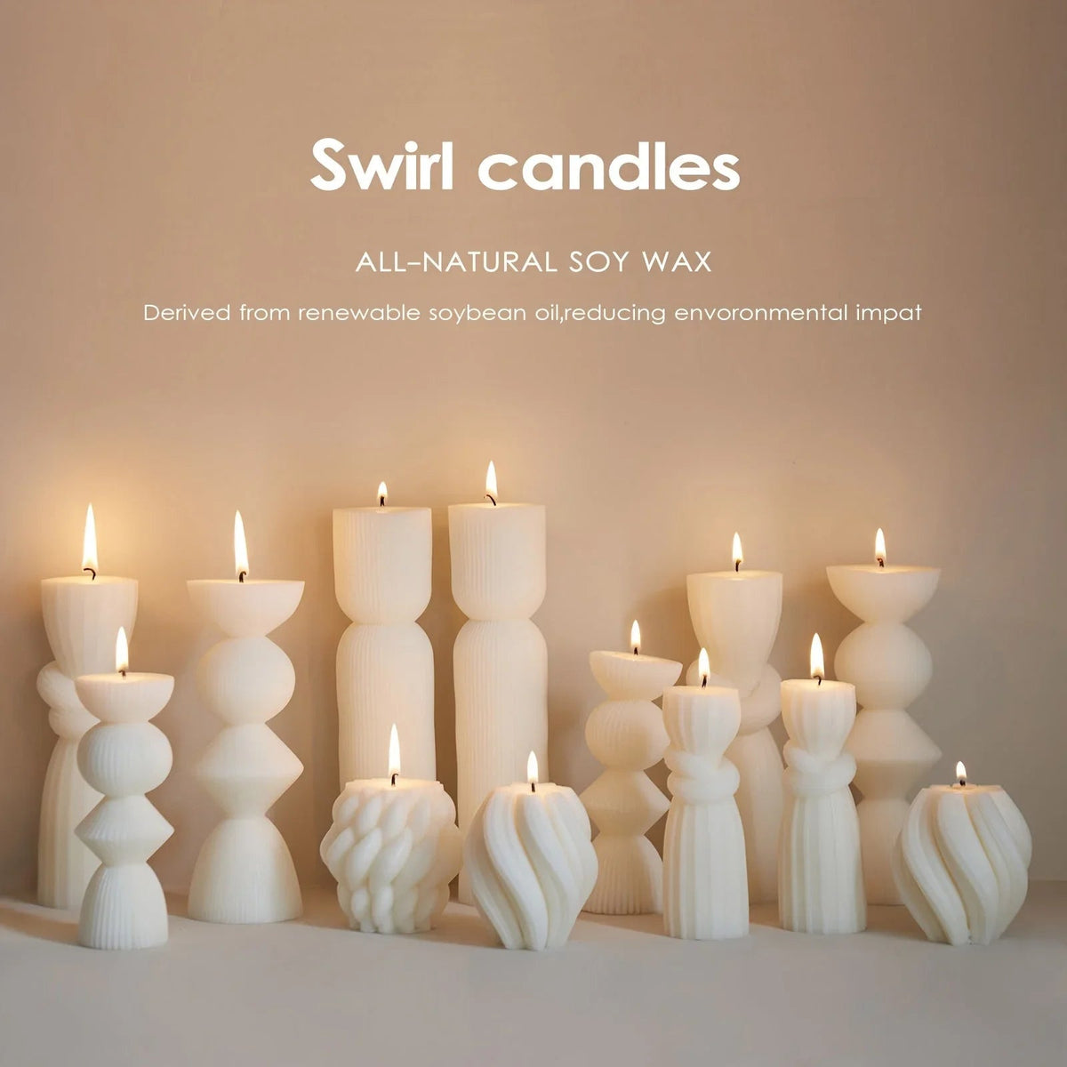 Soy Wax Ribbed Pillar Candles 7-Pack