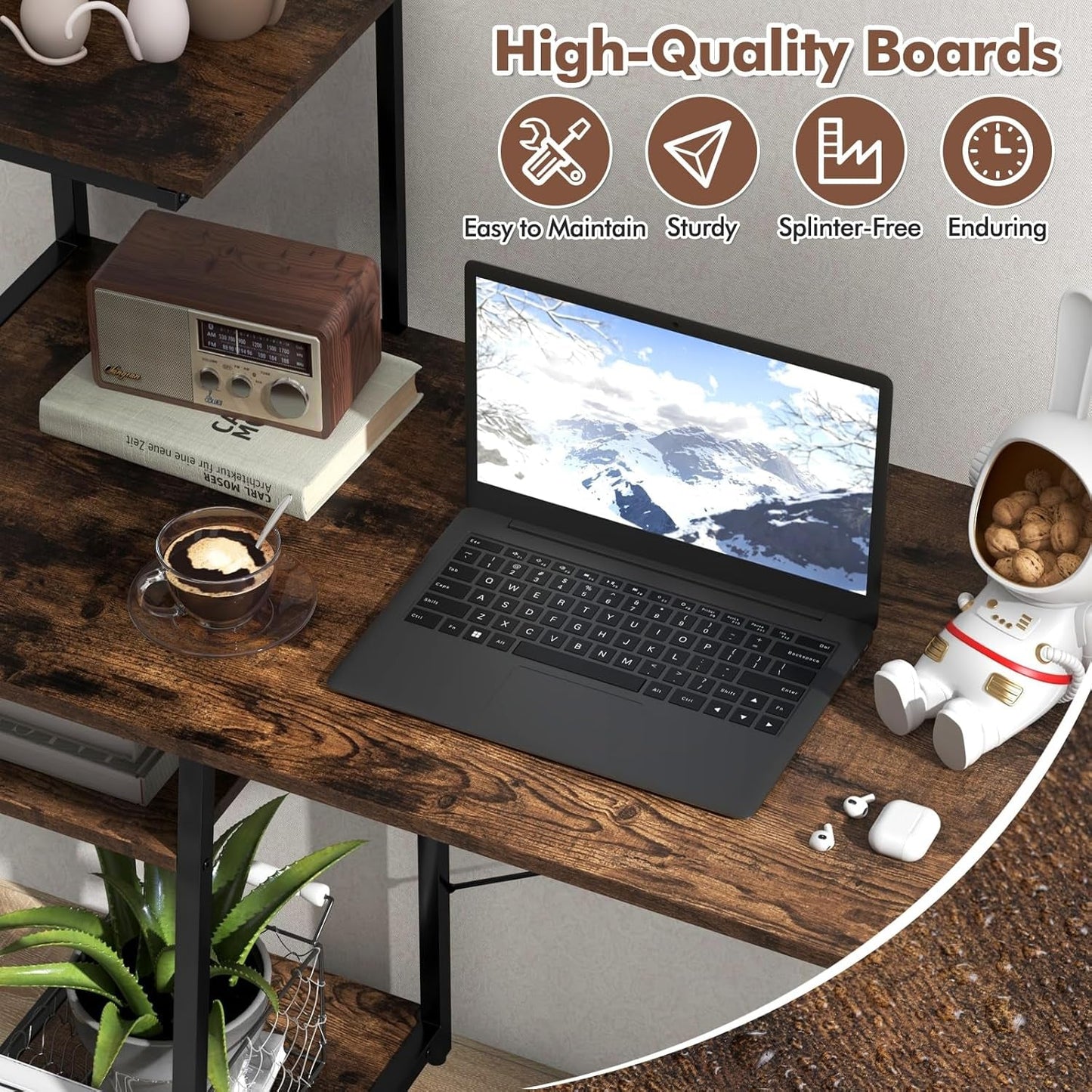 Space-Saving Computer Desk With Shelves For Small Areas