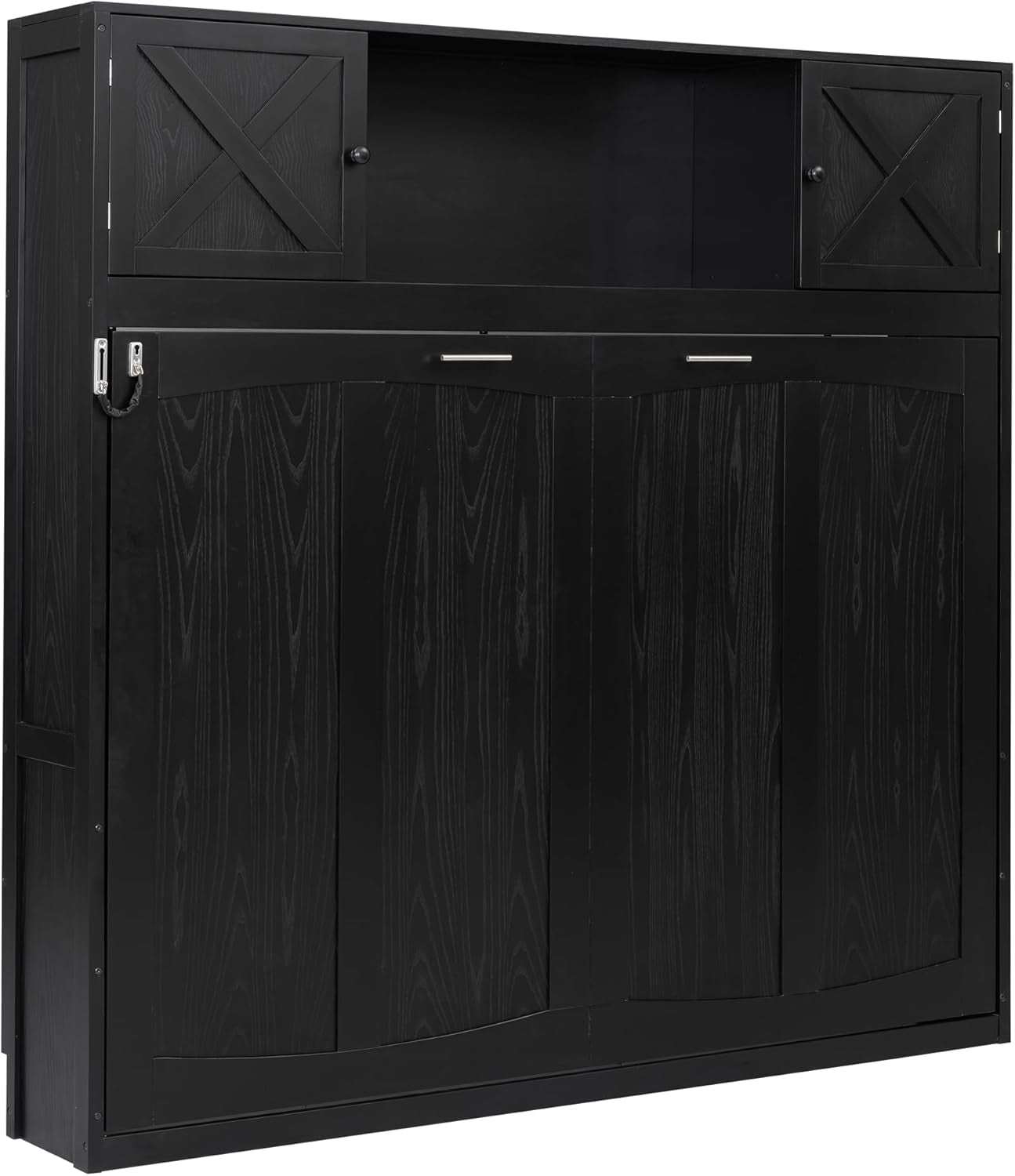 Full Size Murphy Cabinet Bed With Storage Shelf Black