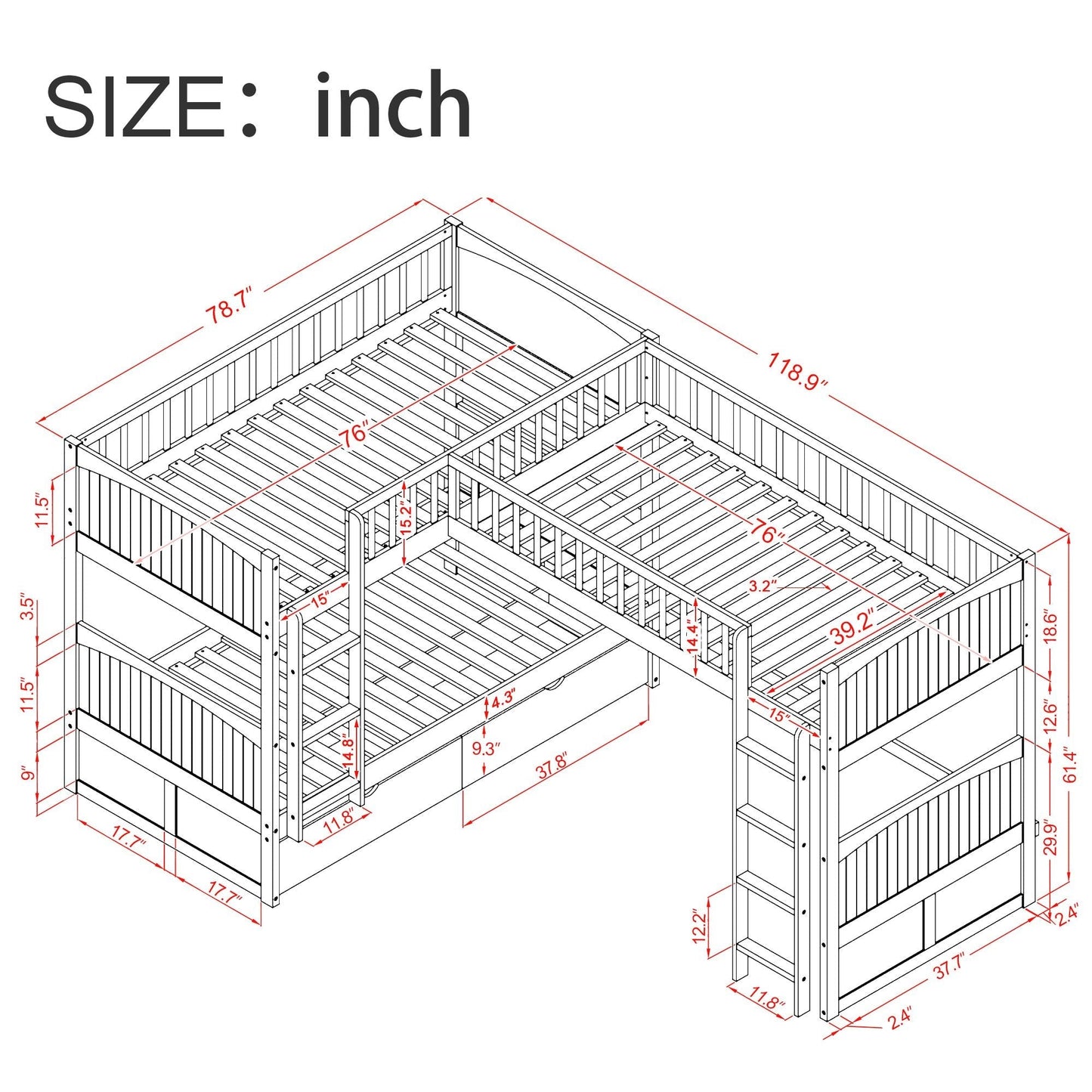 Twin Loft Bed with Desk and Storage for Kids and Teens | Just Better Bunk Beds
