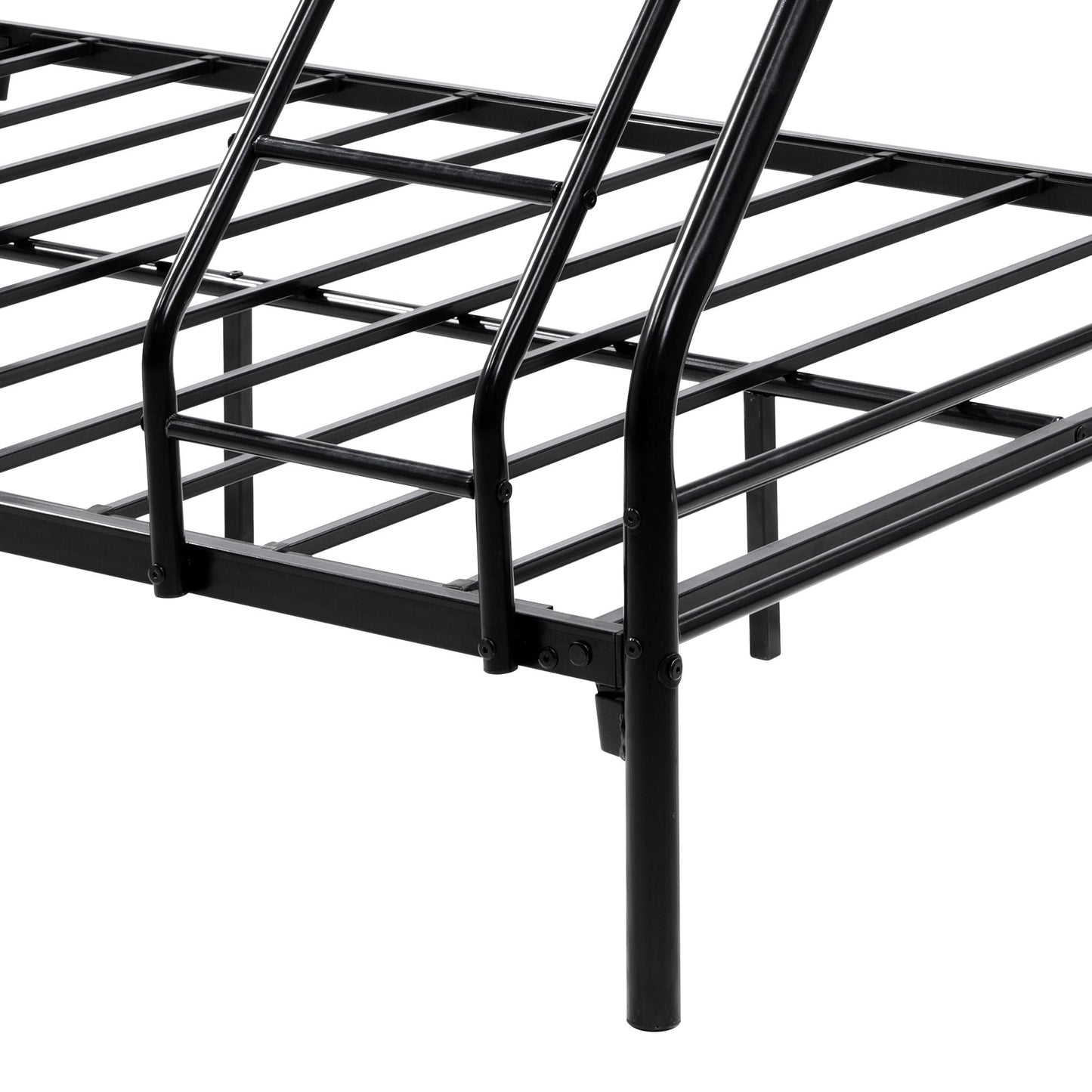 Twin Over Full Metal Bunk Bed with Integrated Ladder, Black | Just Better Bunk Beds