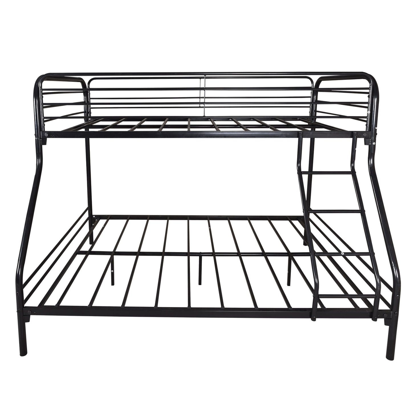 Twin Over Full Metal Bunk Bed with Integrated Ladder, Black | Just Better Bunk Beds