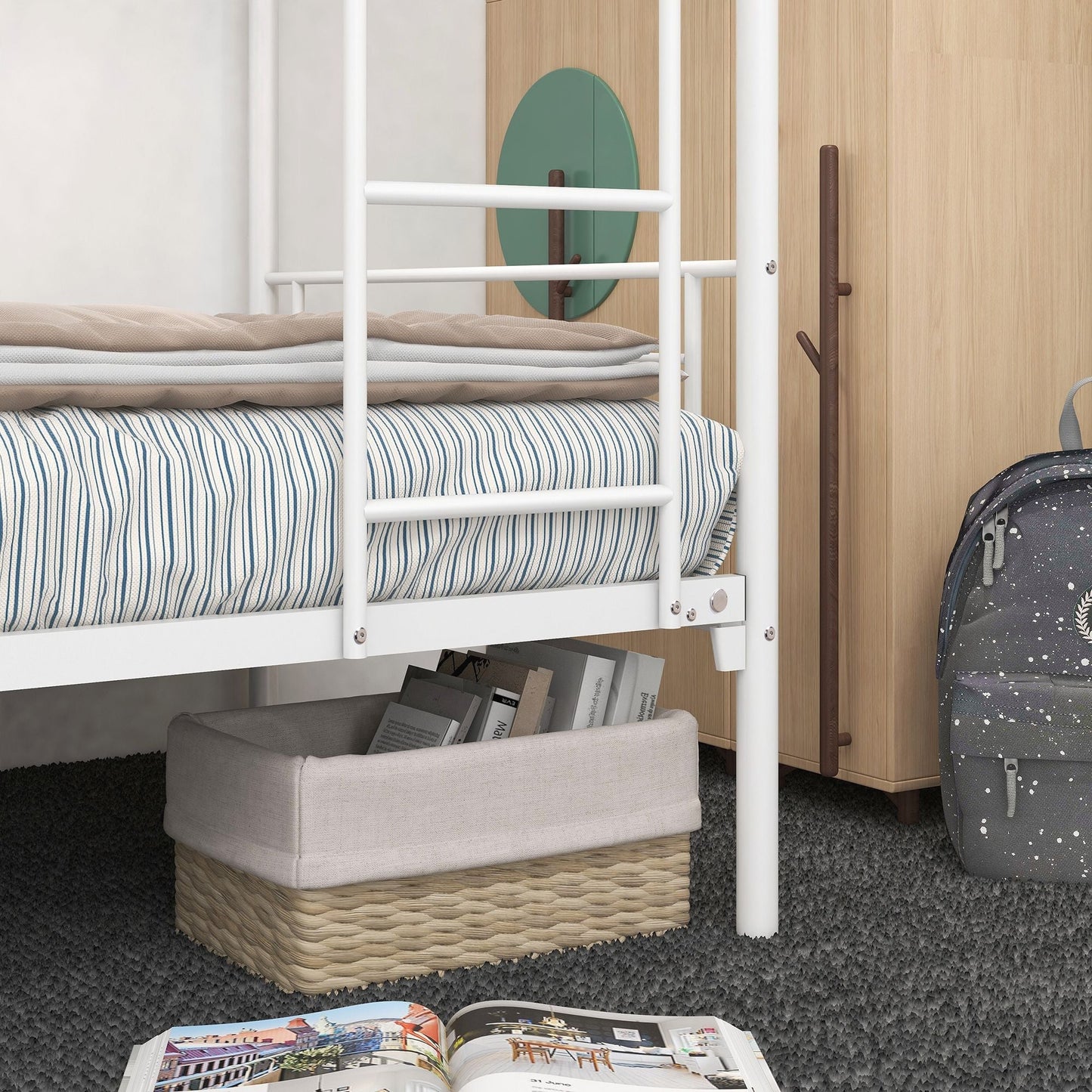 Twin Over Twin Metal Bunk Bed for Kids, ASTM Certified with Guardrails | Just Better Bunk Beds