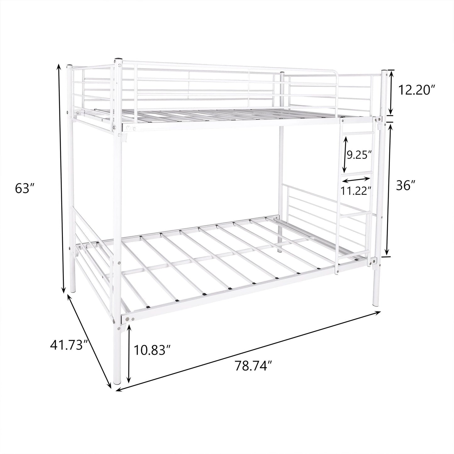 Twin Over Twin Metal Bunk Bed for Kids, ASTM Certified with Guardrails | Just Better Bunk Beds