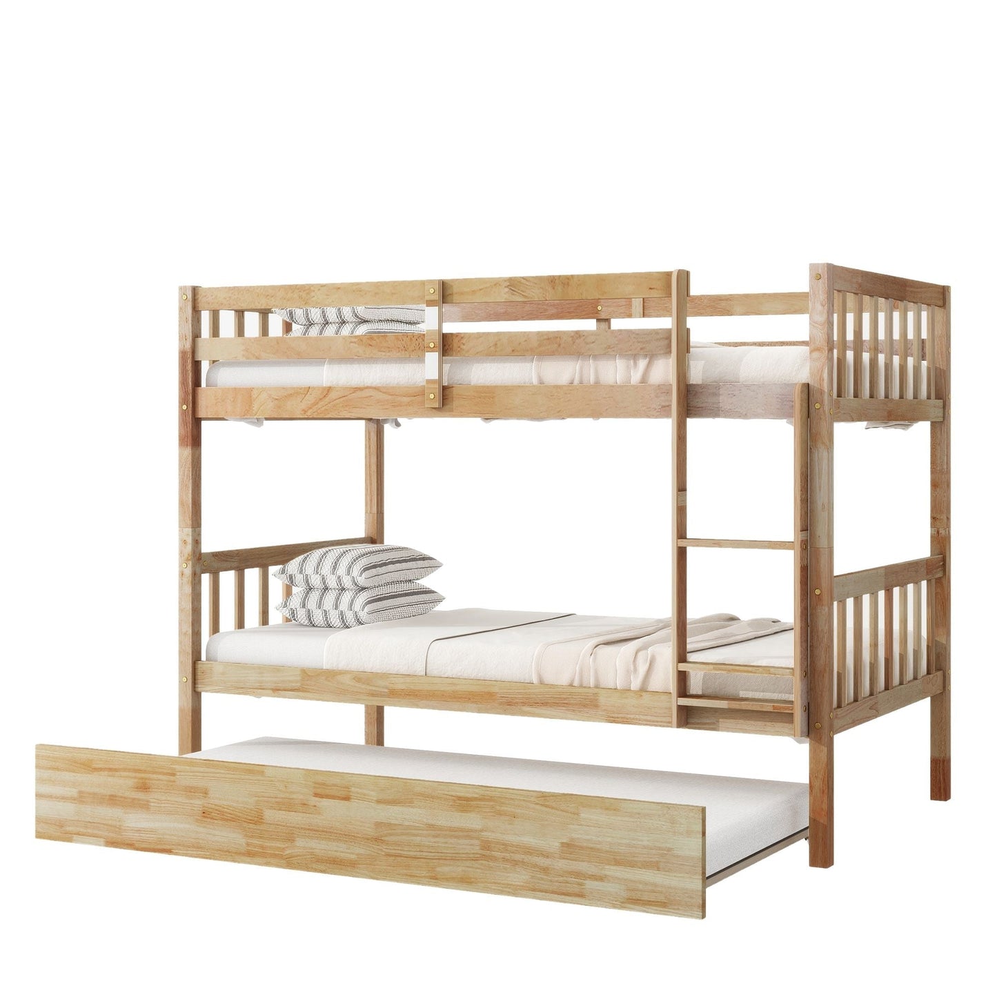 Twin Over Twin Bunk Bed with Trundle and Storage Stairs | Just Better Bunk Beds