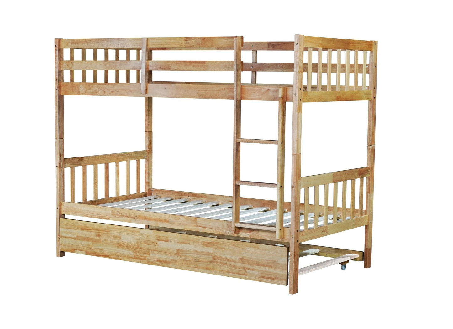 Twin Over Twin Bunk Bed with Trundle and Storage Stairs | Just Better Bunk Beds