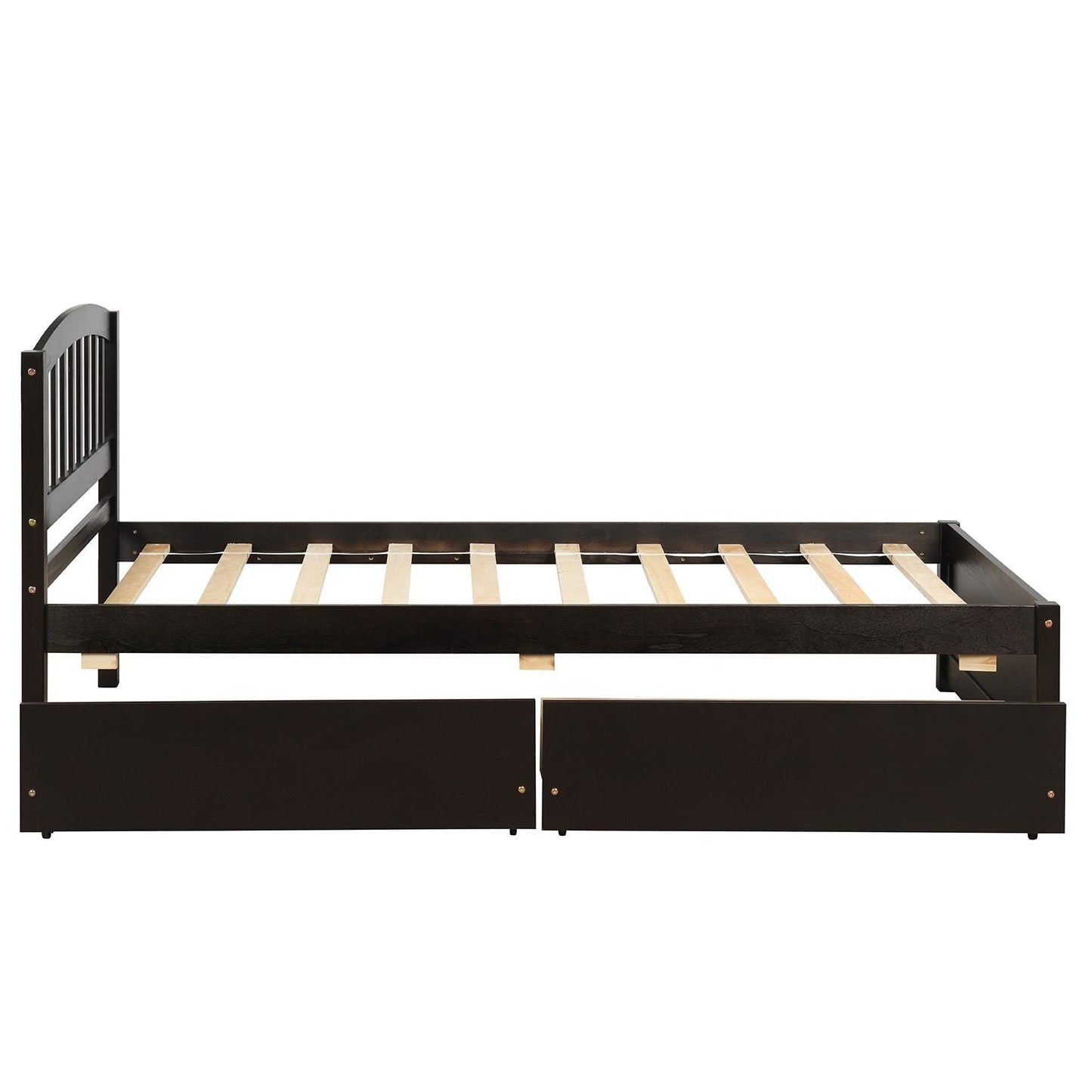 Space-Saving Twin Wood Platform Bed with Two Storage Drawers, White, Espresso, or Gray | Just Better Bunk Beds