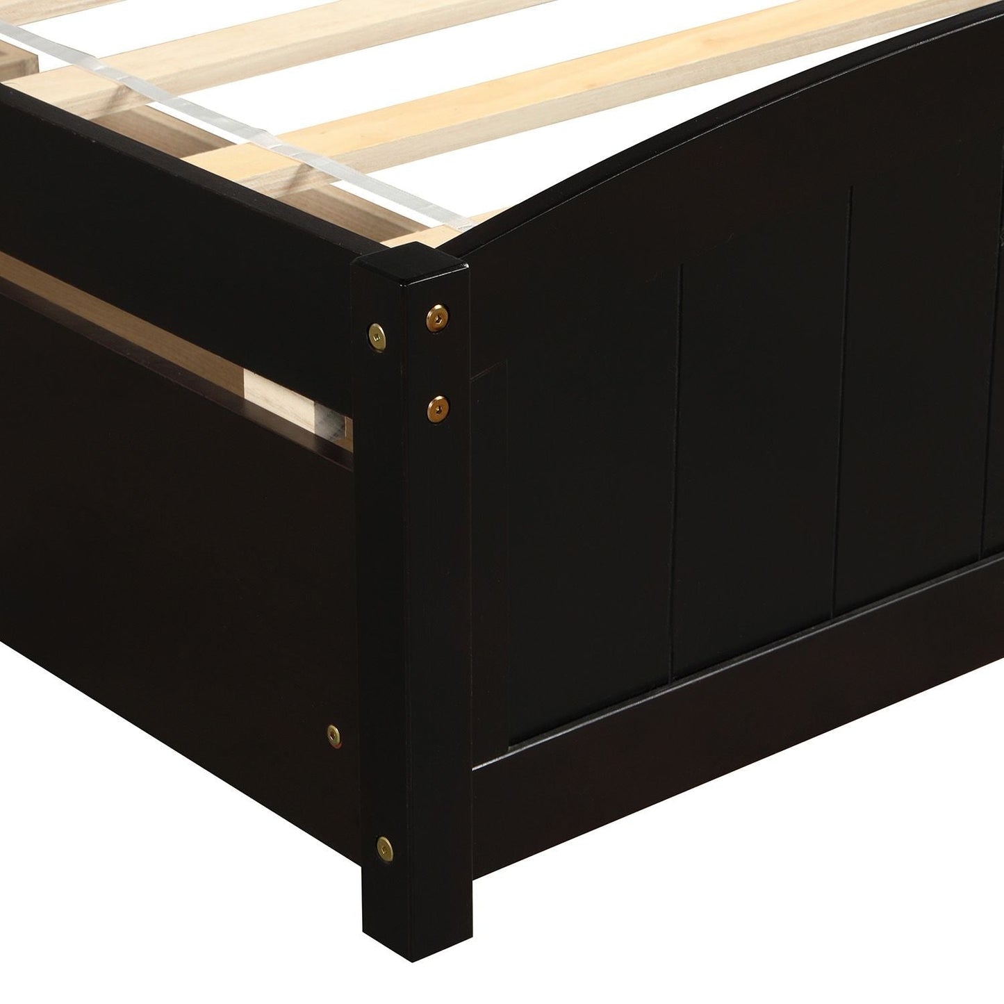 Space-Saving Twin Wood Platform Bed with Two Storage Drawers, White, Espresso, or Gray | Just Better Bunk Beds