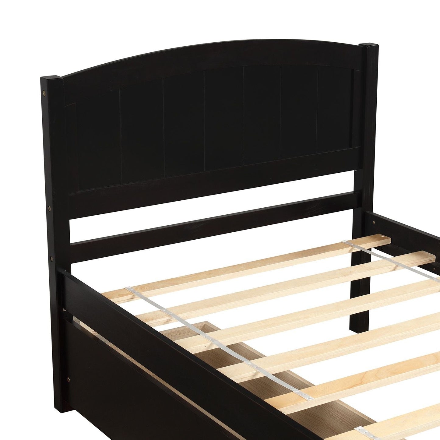 Space-Saving Twin Wood Platform Bed with Two Storage Drawers, White, Espresso, or Gray | Just Better Bunk Beds