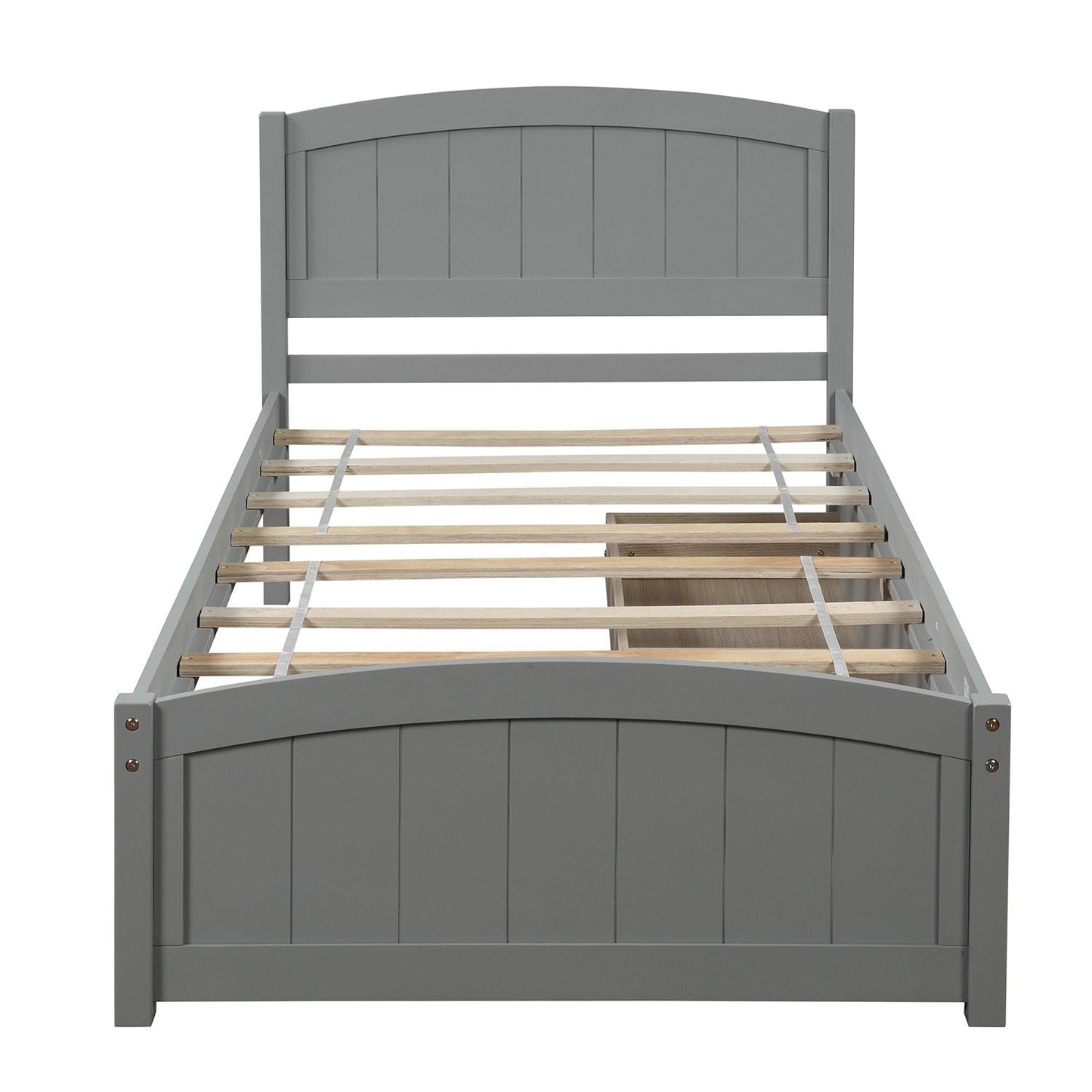 Space-Saving Twin Wood Platform Bed with Two Storage Drawers, White, Espresso, or Gray | Just Better Bunk Beds