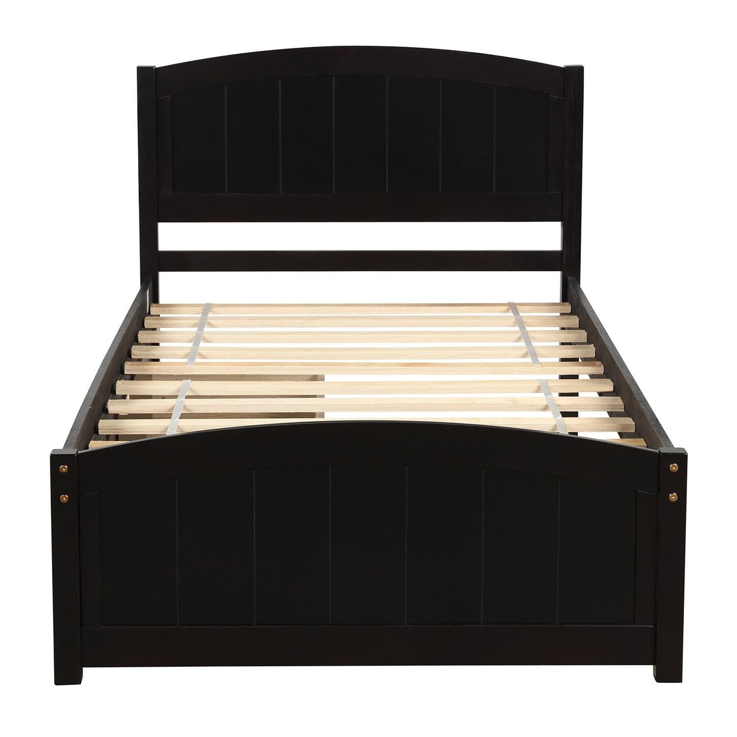 Space-Saving Twin Wood Platform Bed with Two Storage Drawers, White, Espresso, or Gray | Just Better Bunk Beds