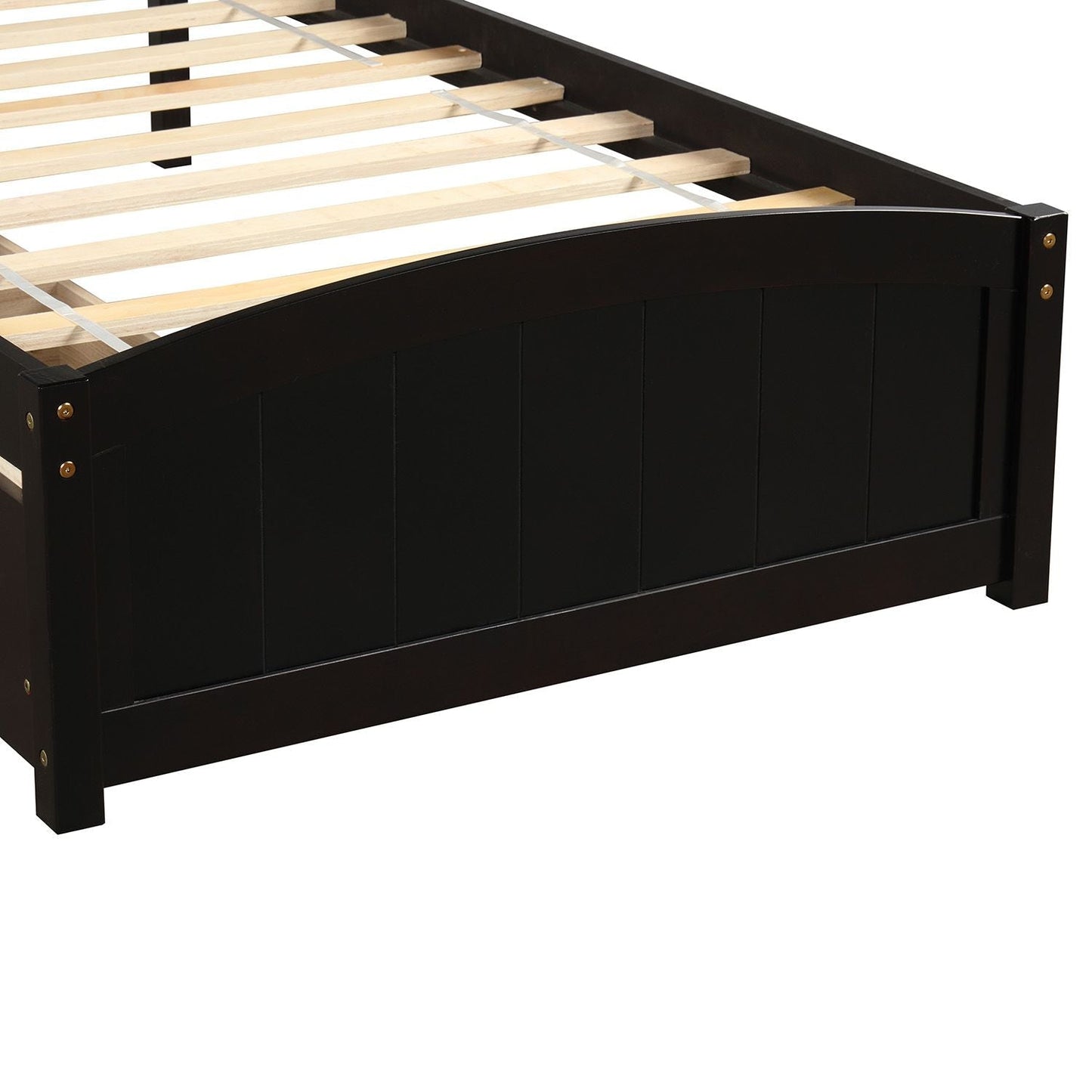 Space-Saving Twin Wood Platform Bed with Two Storage Drawers, White, Espresso, or Gray | Just Better Bunk Beds