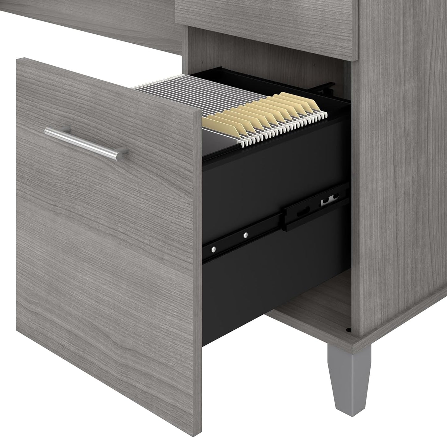 Spacious Home Office Desk with Drawers in Gray