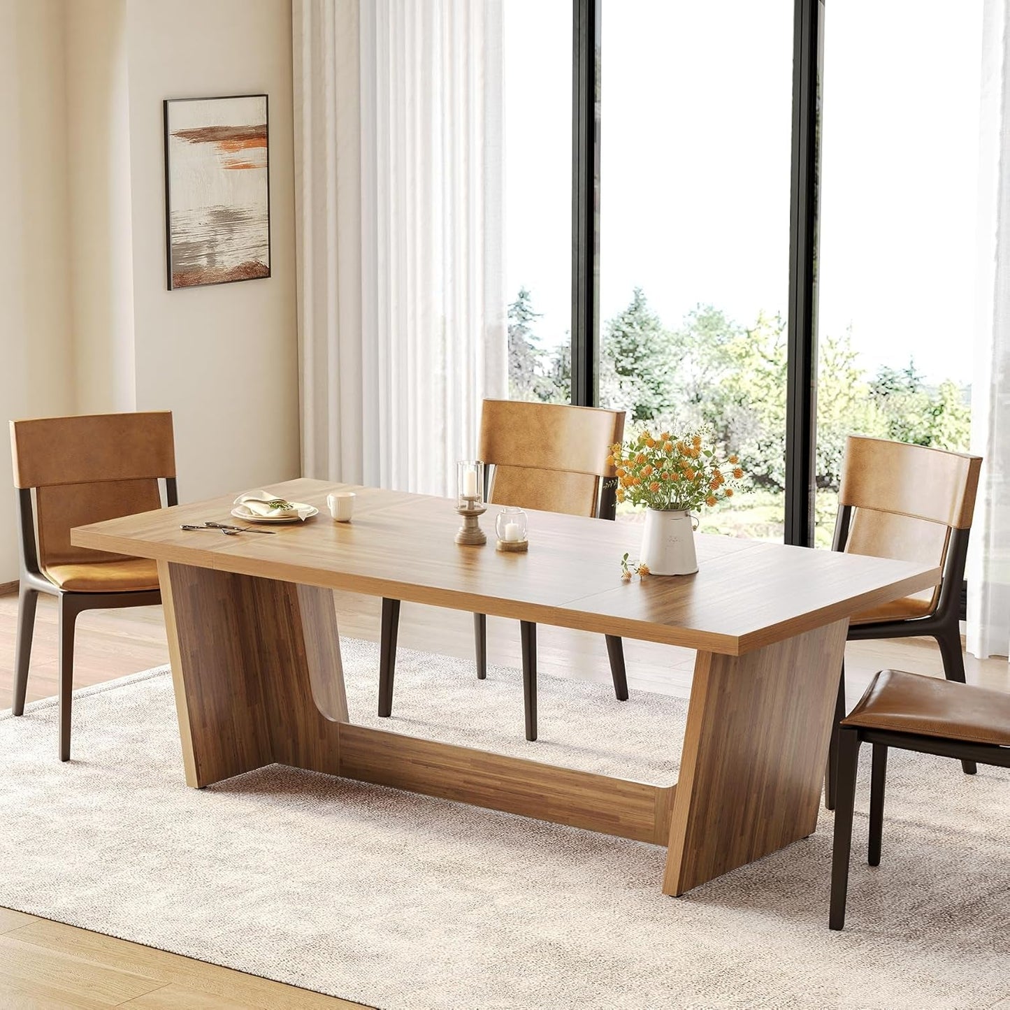 Spacious Wooden Executive Desk for Home Office Use